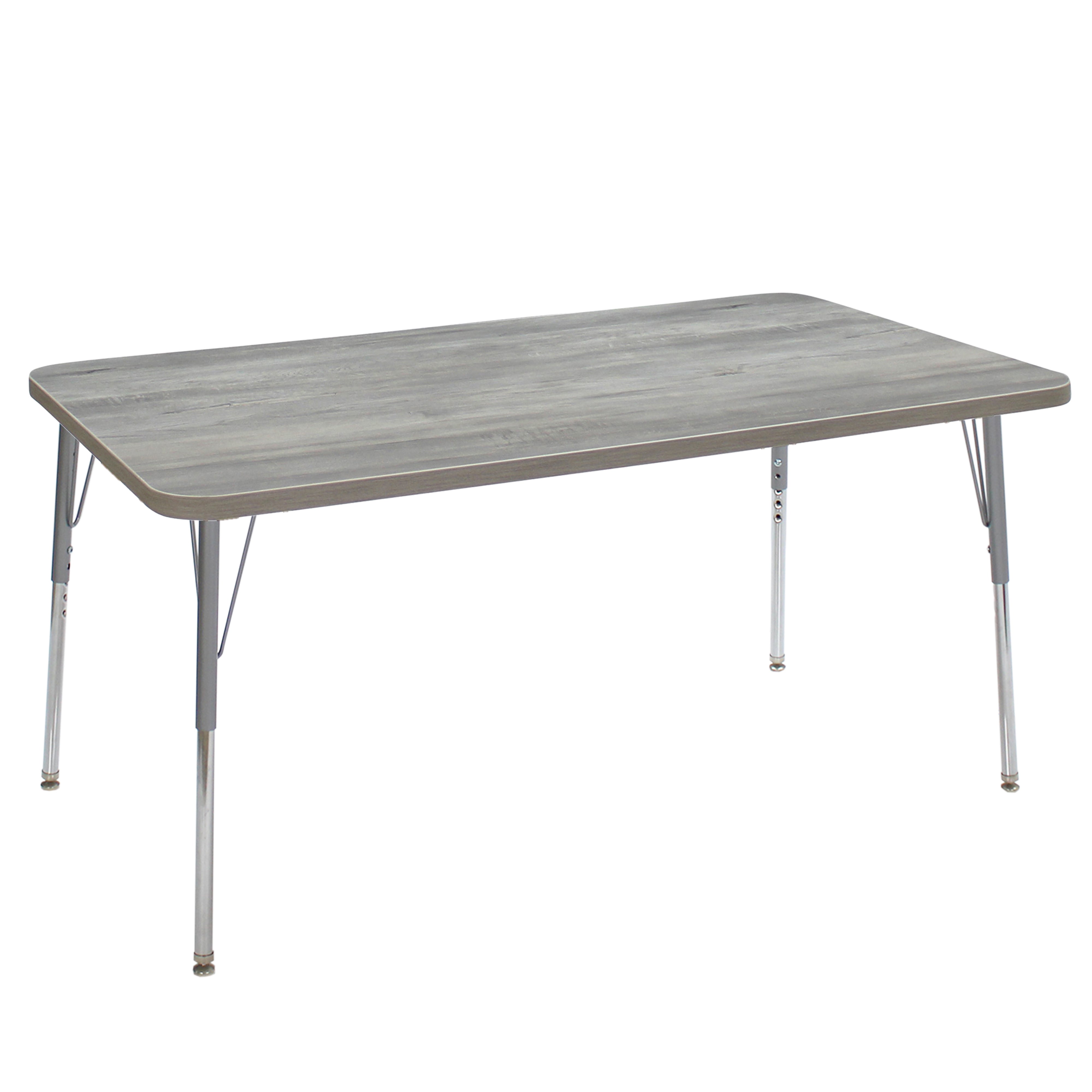 36" x 60" Rectangle La Madera Activity Table with Standard Legs - Light Gray Wood/Silver