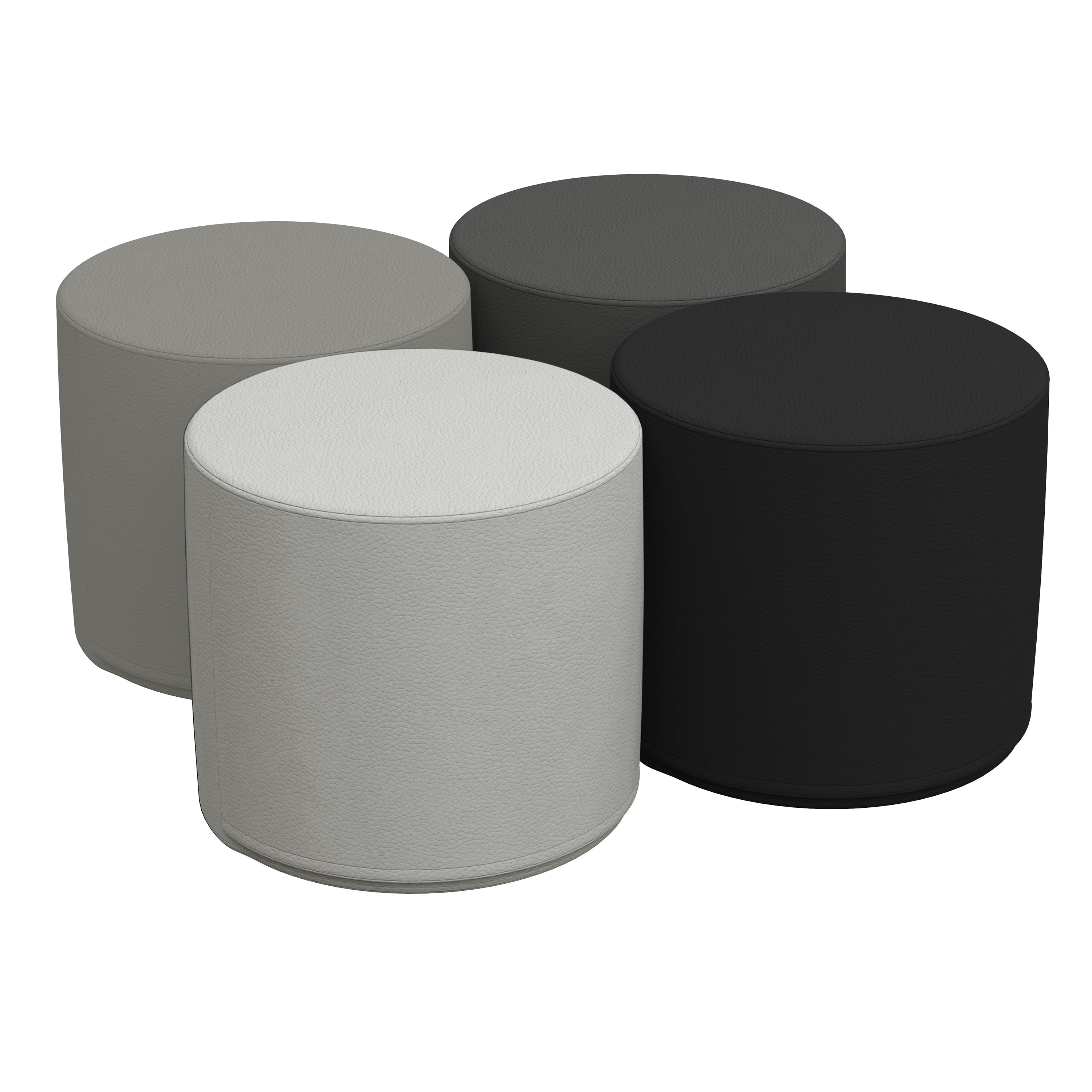 SoftScape 18" Round Ottoman 16" Height, 4-Piece - Gray/Light Gray