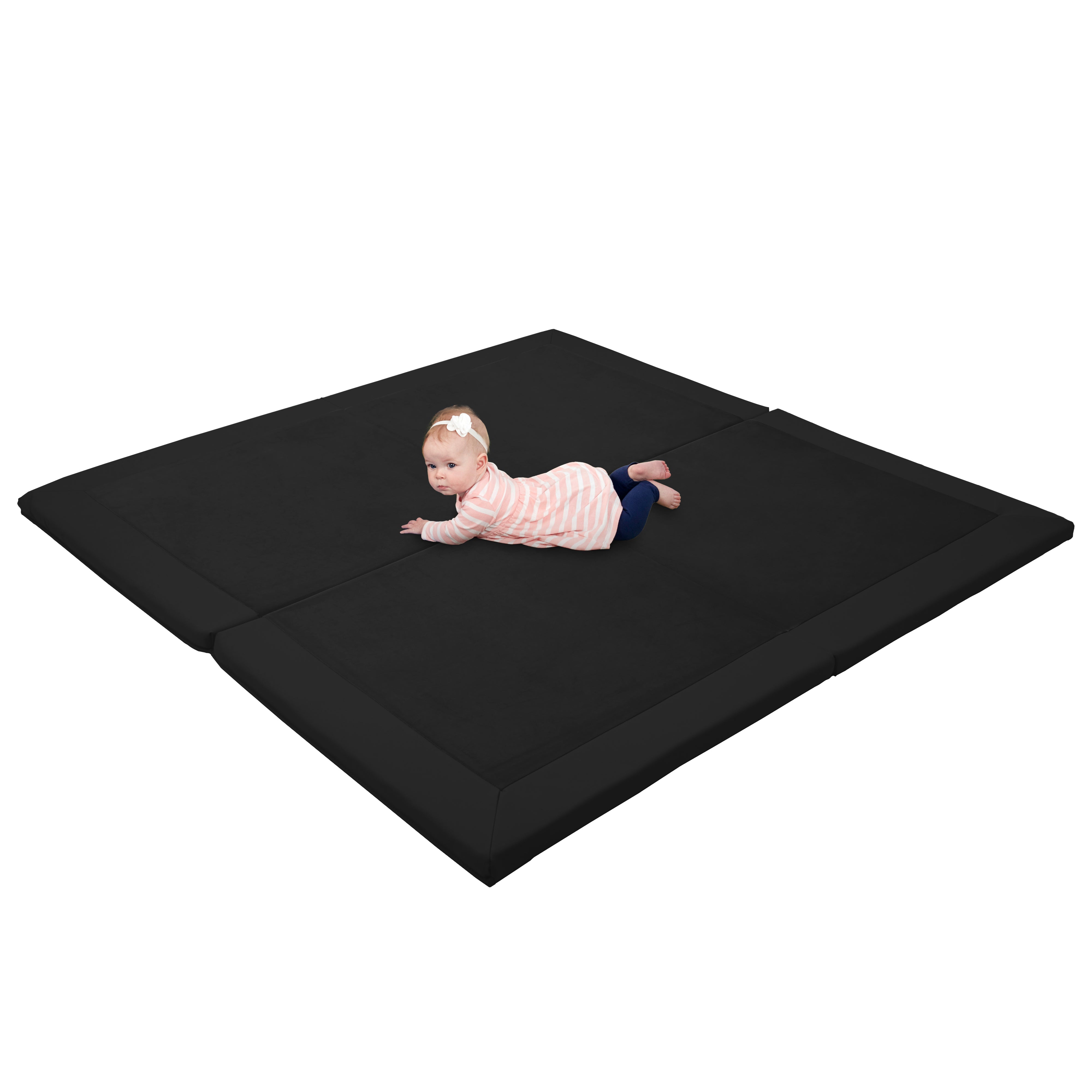 SoftScape Two-Texture Space Saver 4-Fold Toddler Activity Mat - Onyx