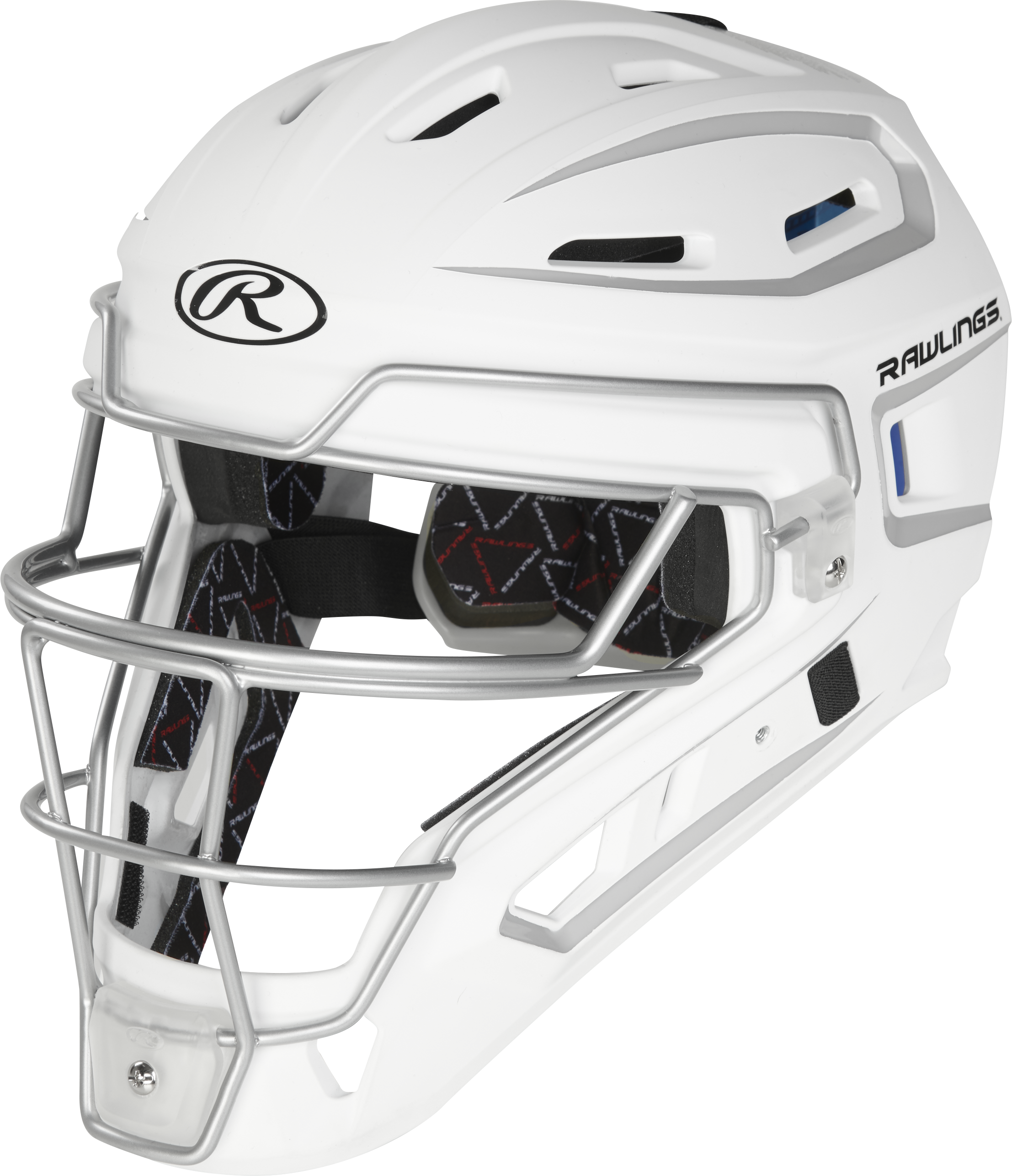 Rawlings Velo 2.0 Matte Junior Catchers Helmet - White/Silver