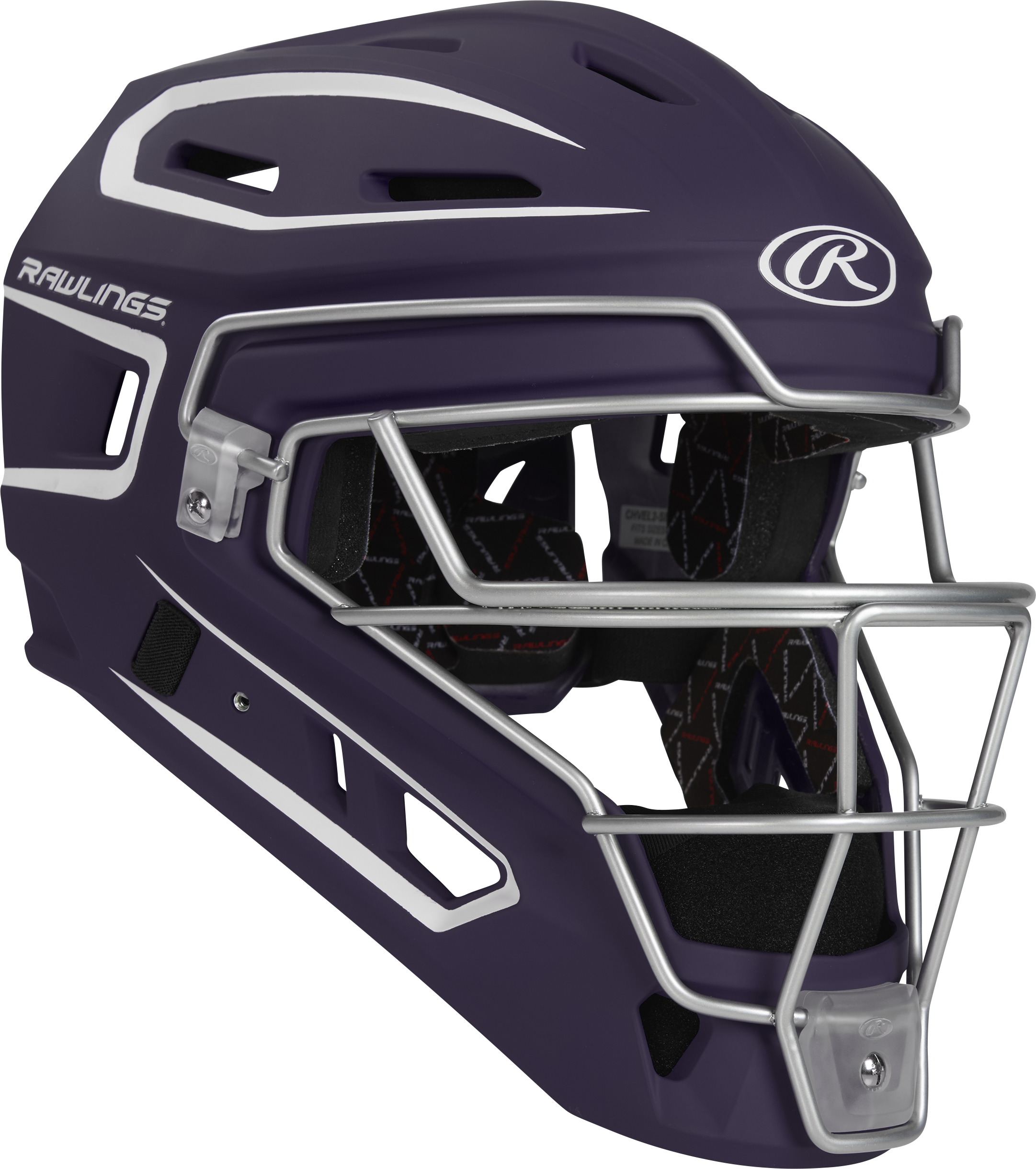 Rawlings Velo 2.0 Matte Senior Catchers Helmet - Purple/White