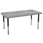 36" x 72" Rectangle La Madera Activity Table with Adjustable Super Legs - Light Gray Wood/Black