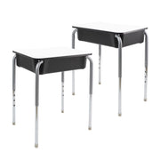 18" x 24" Belly Curve Open Front Desk with Book Box, 2-pack - Whiteboard/Black/Silver/Black