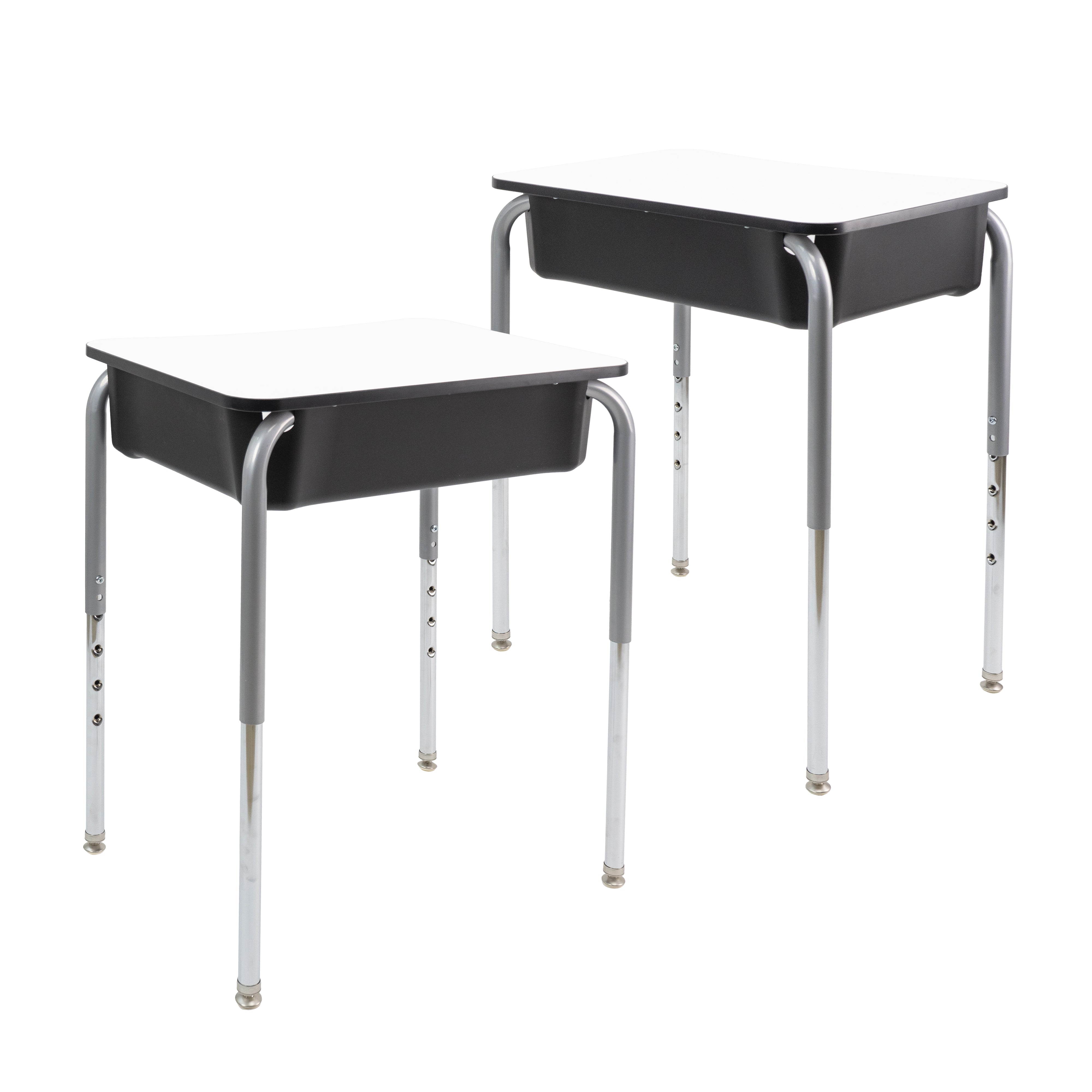 18" x 24" Belly Curve Open Front Desk with Book Box, 2-pack - Whiteboard/Black/Silver/Black