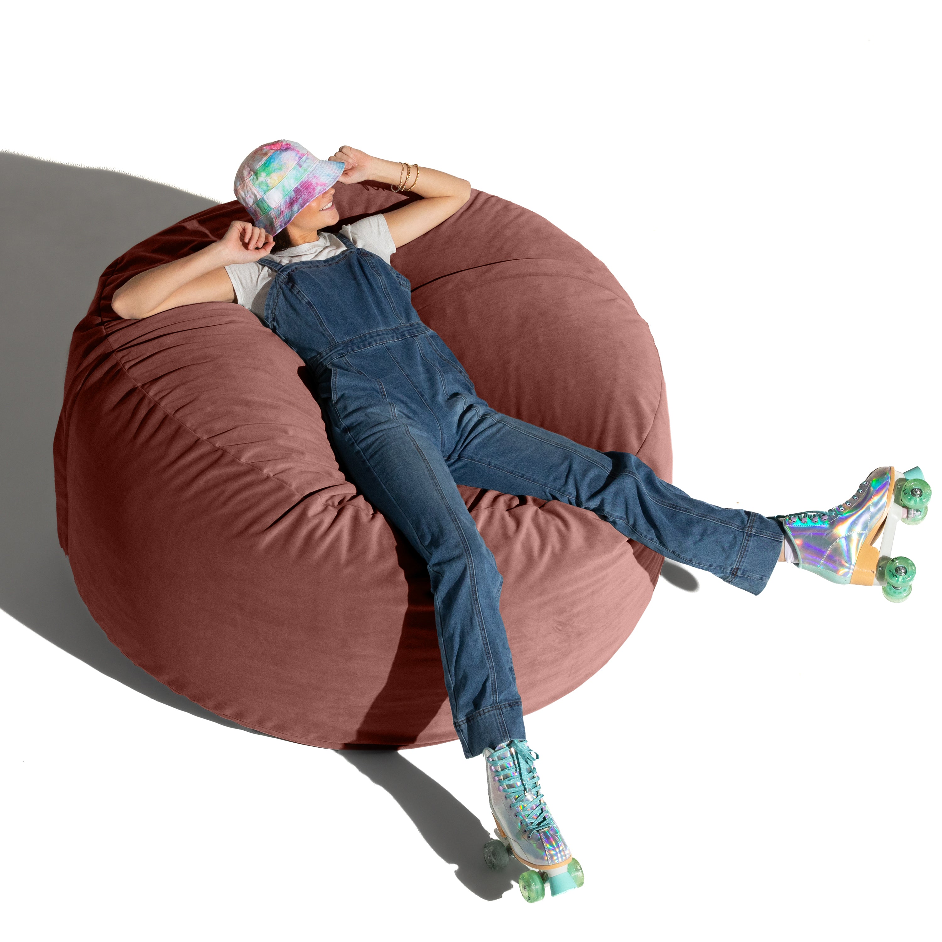 Jaxx 5 Foot Saxx - Large Round Bean Bag Chair for Adults - Lush Velvet Mauve