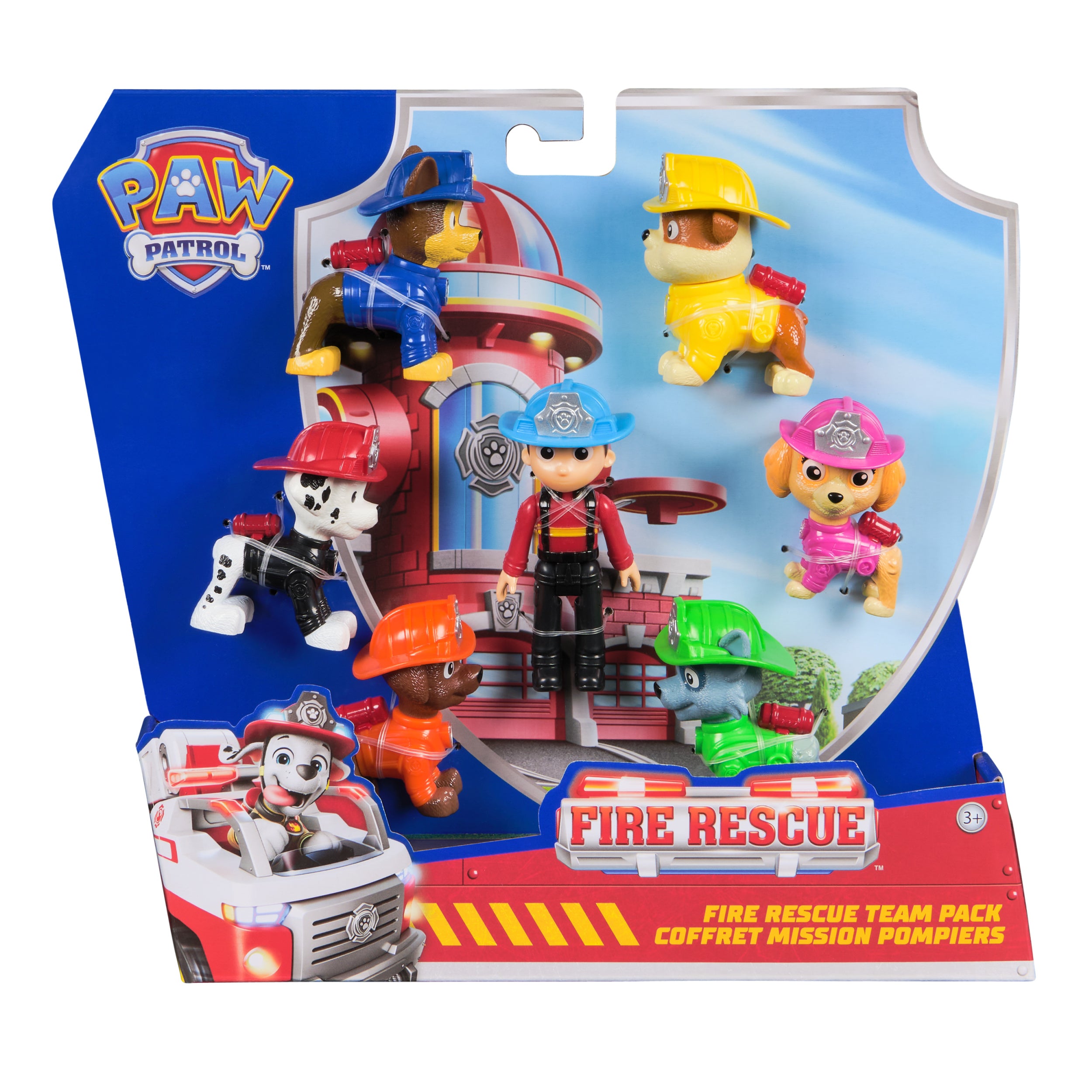 PAW Patrol Fire Rescue Team Pack with 7 Collectible Action Figures, Including Ryder & 6 PAW Patrol Pups, Kids Toys for Boys & Girls Ages 3 and Up