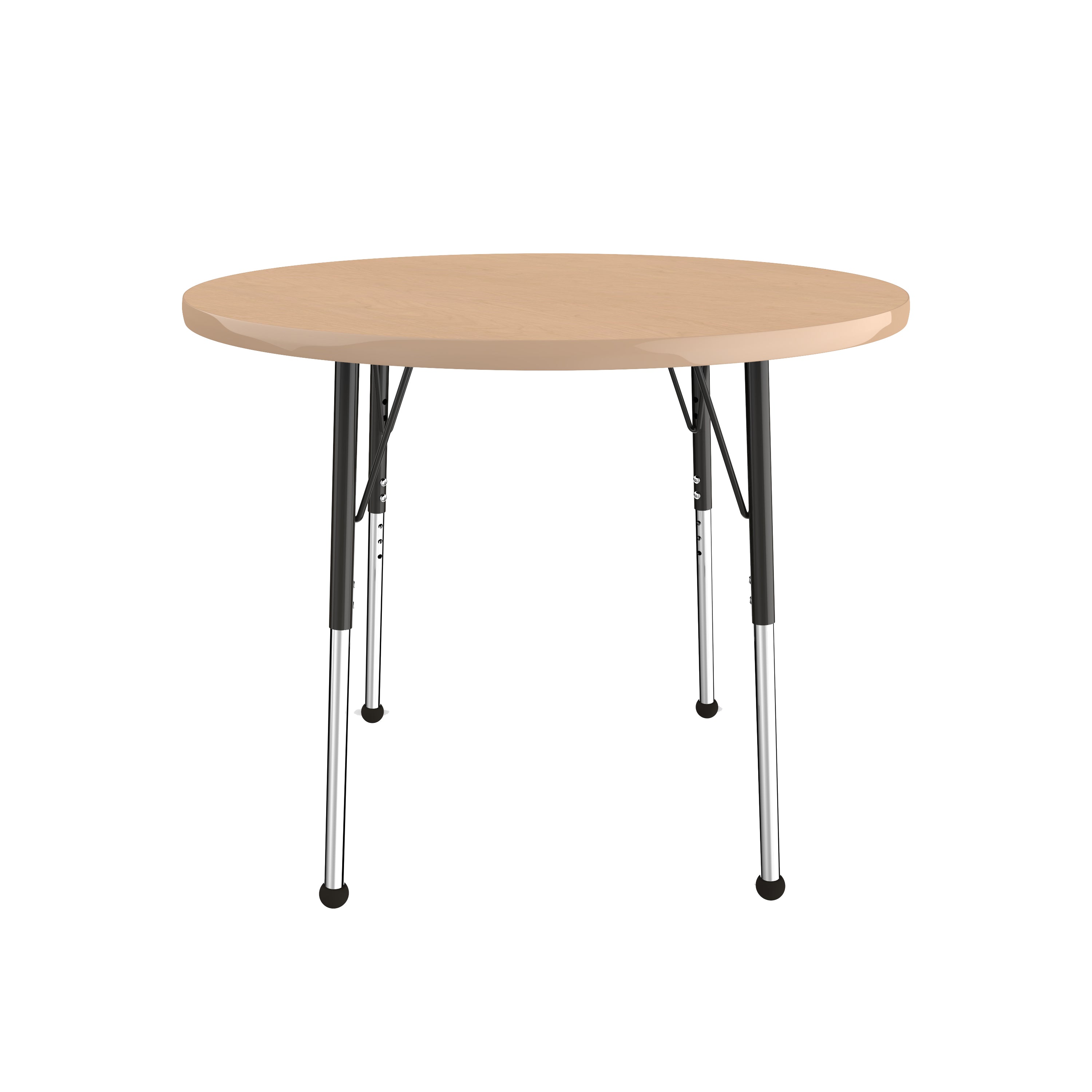 36" Round T-Molding Activity Table with Adjustable Standard Ball Glide Legs - Maple/Maple/Black