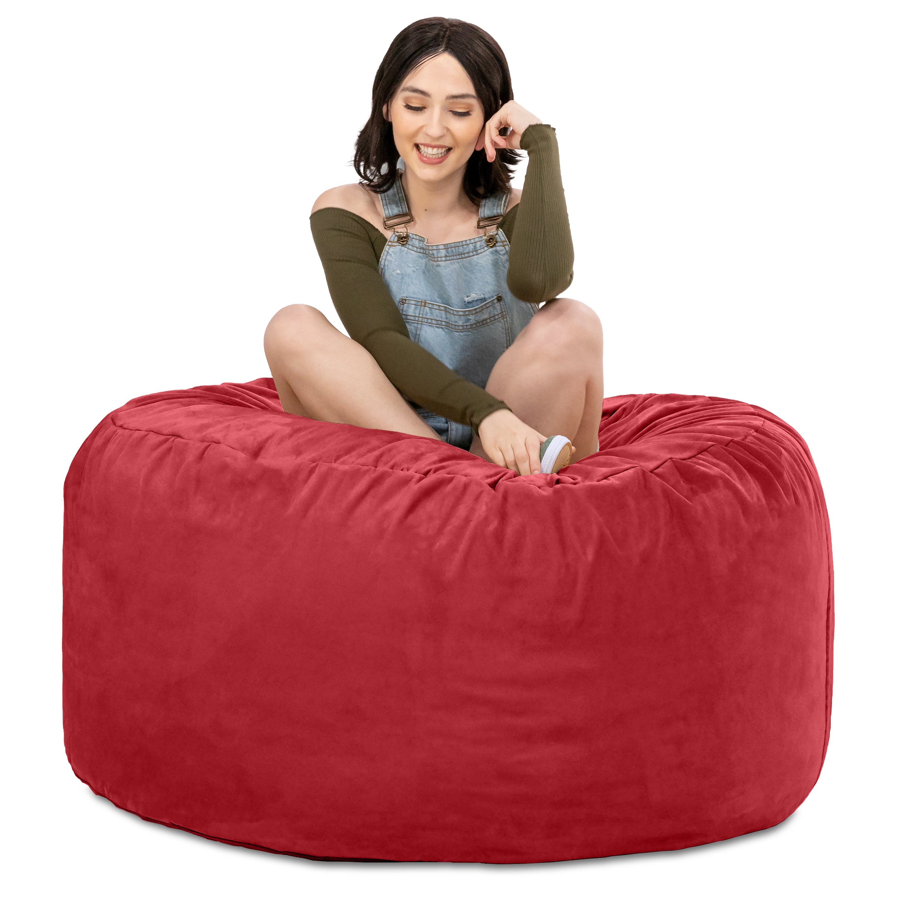 Jaxx 4 ft Round Bean Bag Chair for Adults, Cinnabar