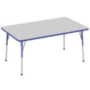 36" x 60" Rectangle T-Molding Activity Table with Adjustable Standard Ball Glide Legs - Gray/Blue