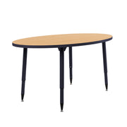 Adapte 30" x 60" Oval Thermofused Activity Table with Adjustable Tapered Legs - Maple/Navy
