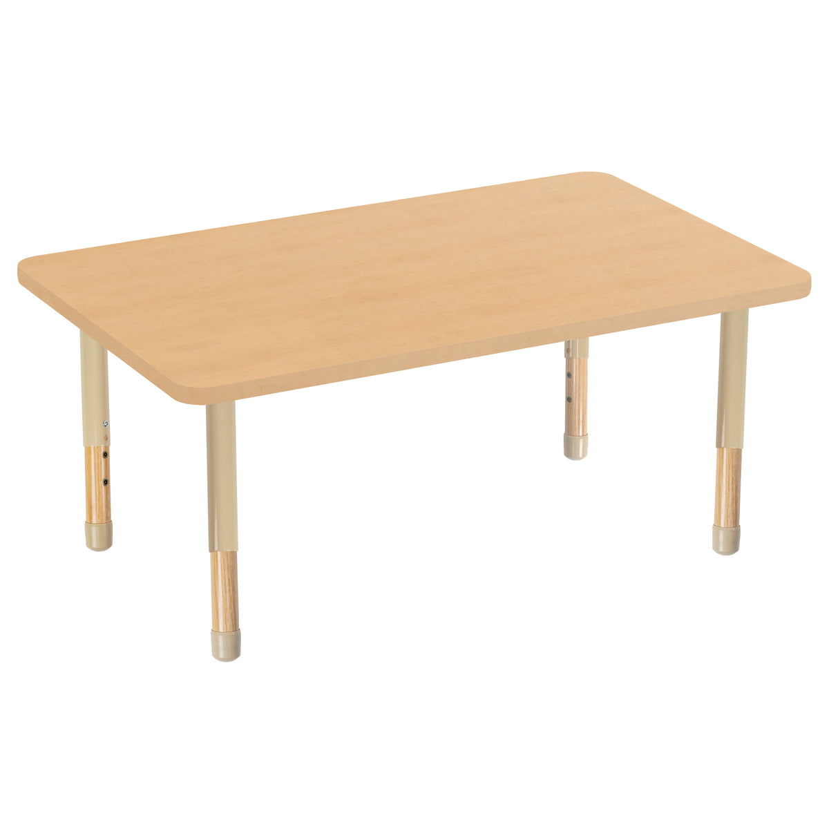 30" x 48" Rectangle Thermofused Activity Table with Adjustable Chunky Wood Legs - Maple Grain/Sand/Natural