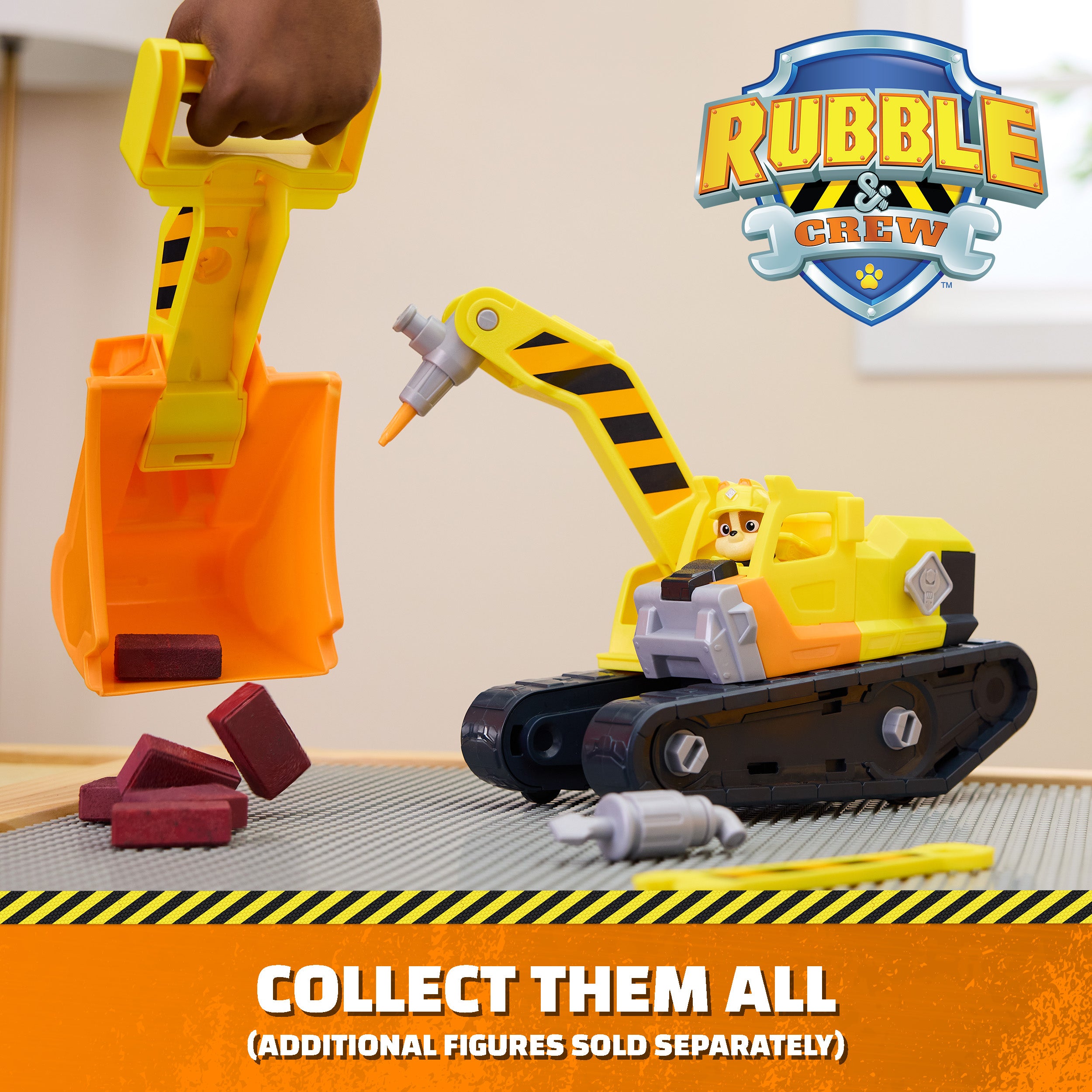 Rubble & Crew Charger's Mega Power Crane, Toy Truck with Charger Figure & 2 Detachable Tools, PAW Patrol Kids Toys for Boys & Girls Ages 3 and Up