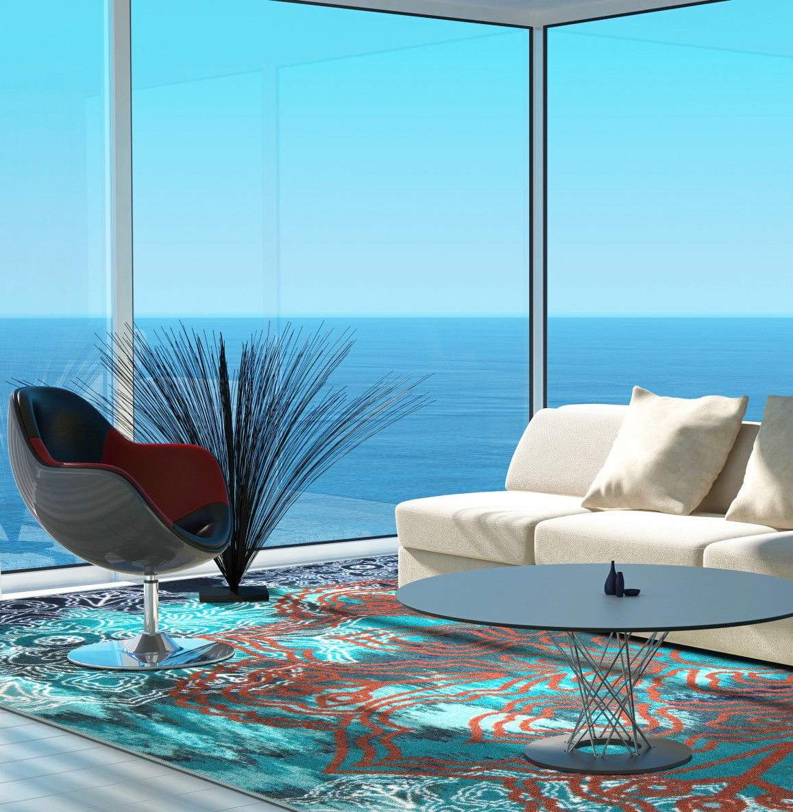 Romani 3'10" x 5'4" area rug in color Riviera