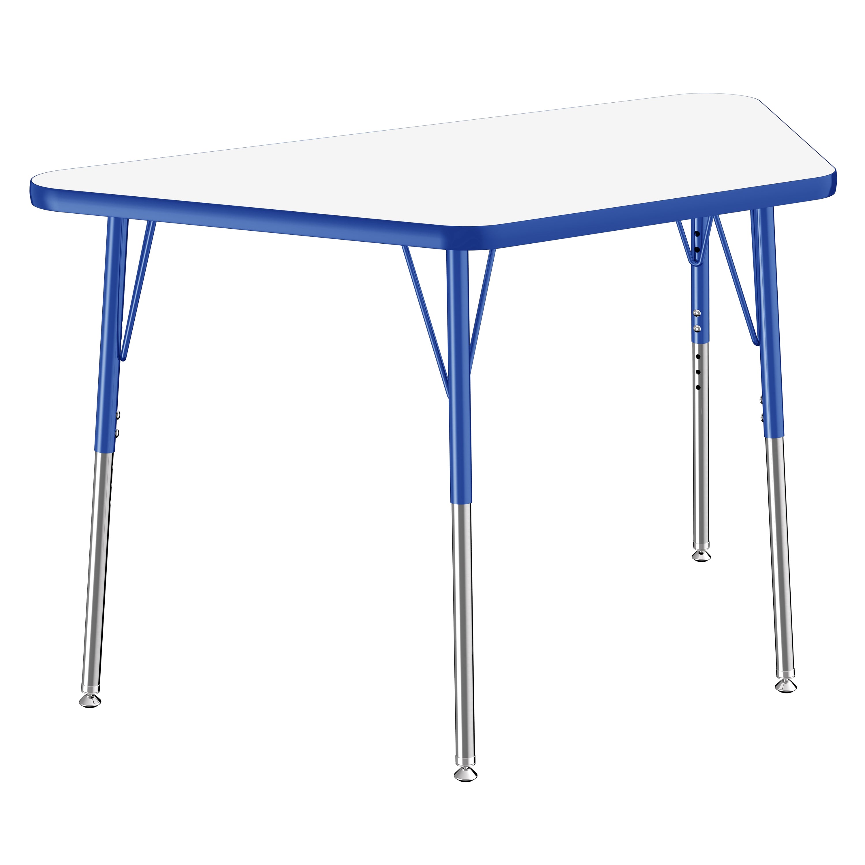 24" x 48" Trapezoid Dry-Erase Activity Table with Adjustable Standard Swivel Glide Legs - Whiteboard/Blue