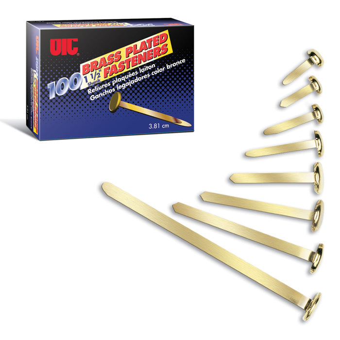 Fasteners, Roundhead, Brass Plated, 0.5" Shank