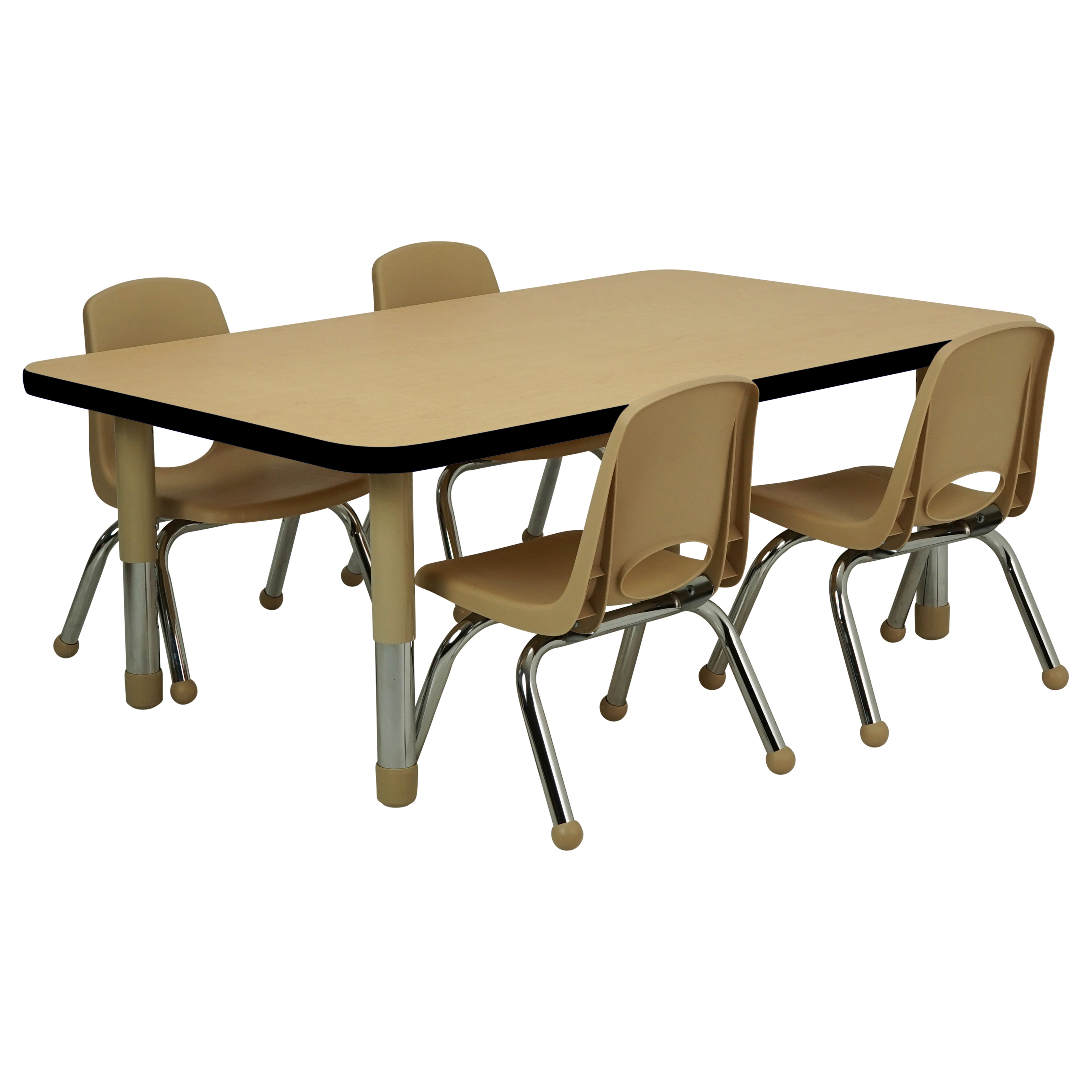 30" x 48" Rectangle T-Molding Activity Table with Adjustable Tiny Tot Legs - Maple/Black/Sand