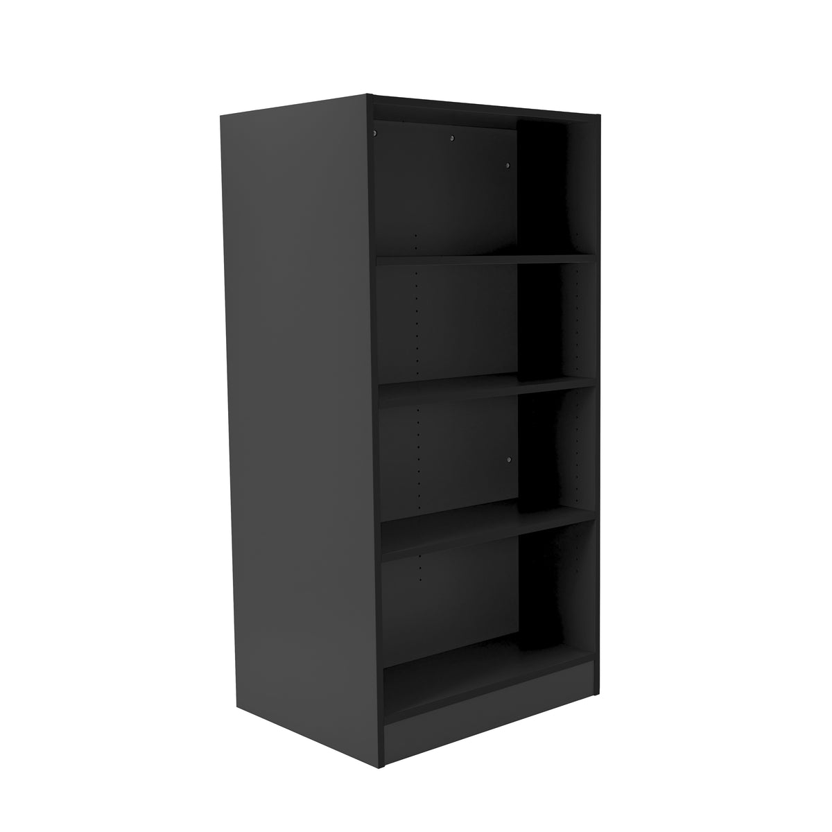 Laminate Double-Sided Bookcase 4-Shelf 60" Height - Black