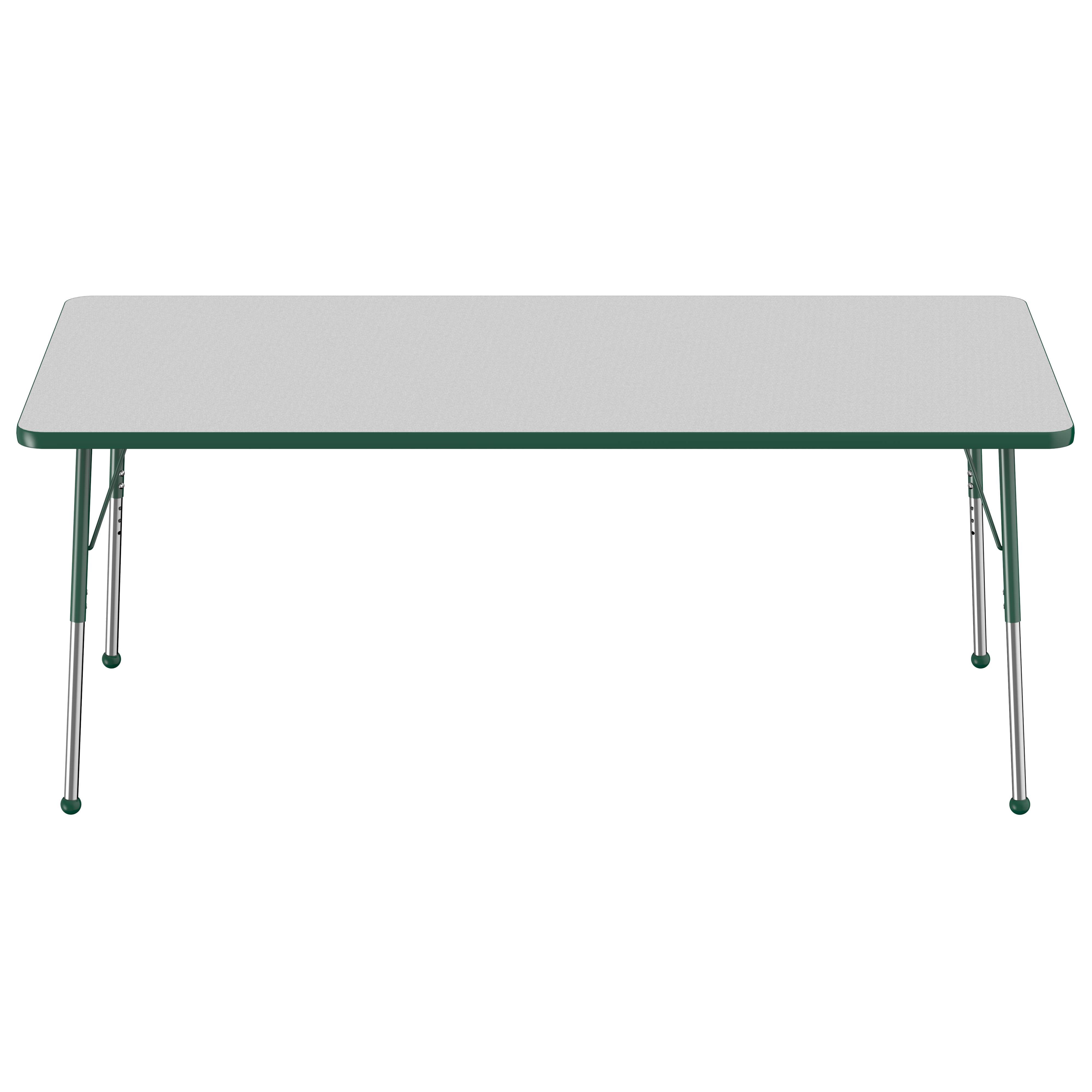 36" x 72" Rectangle T-Molding Activity Table with Adjustable Standard Ball Glide Legs - Gray/Green