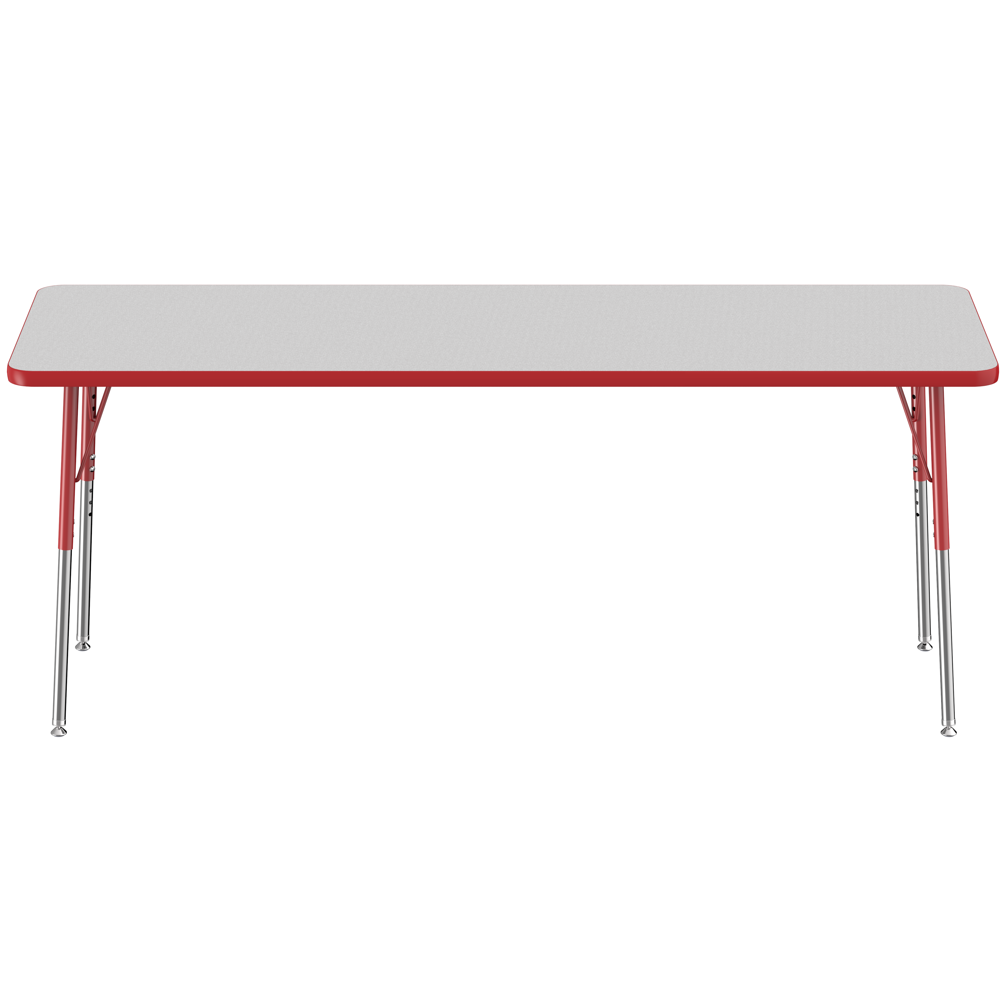 24" x 72" Rectangle T-Molding Activity Table with Adjustable Standard Swivel Glide Legs - Gray/Red