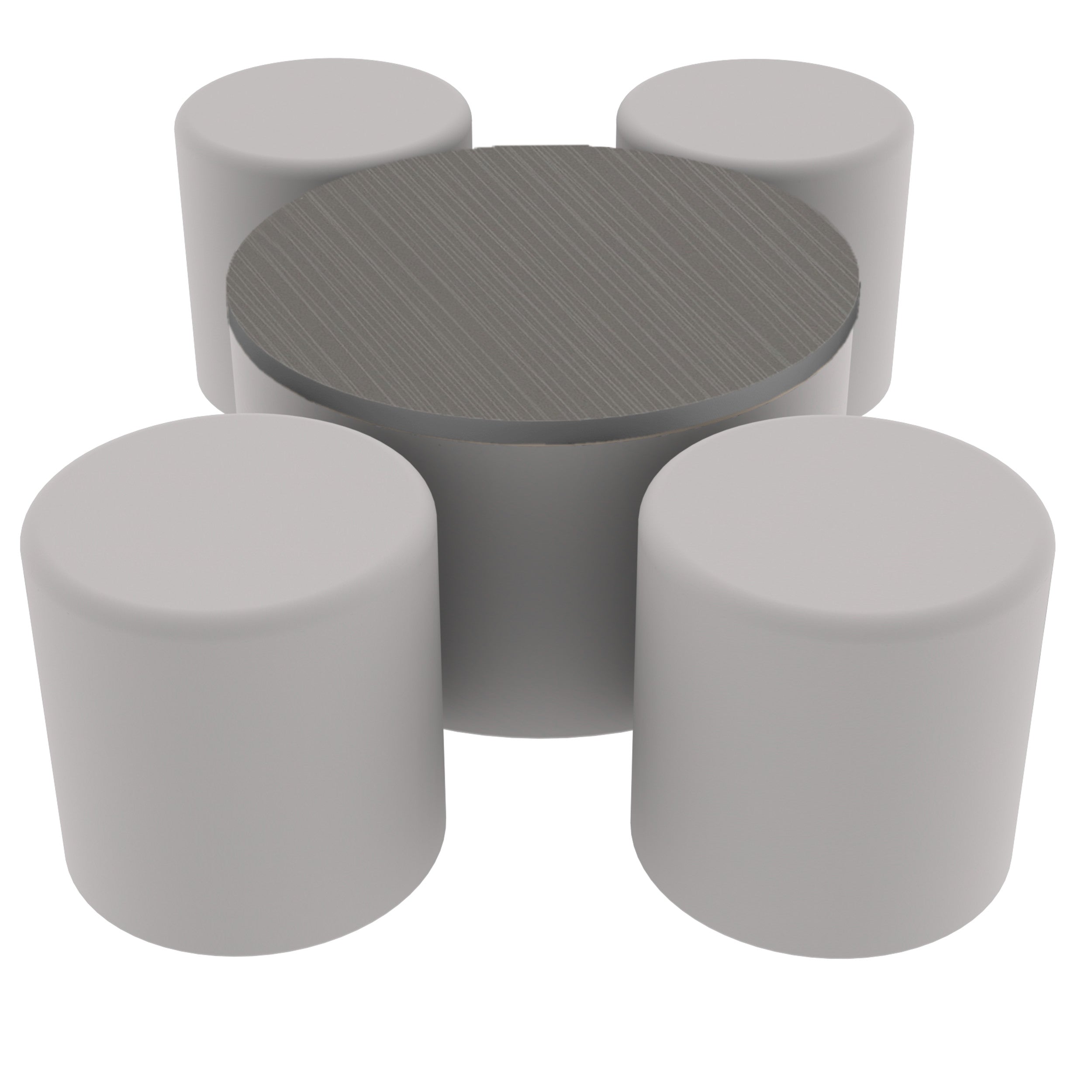 Pro Series 30" Round Ottoman Table with Round 18" H Seating, 5-Piece Set - Gray/Cosmic Strandz
