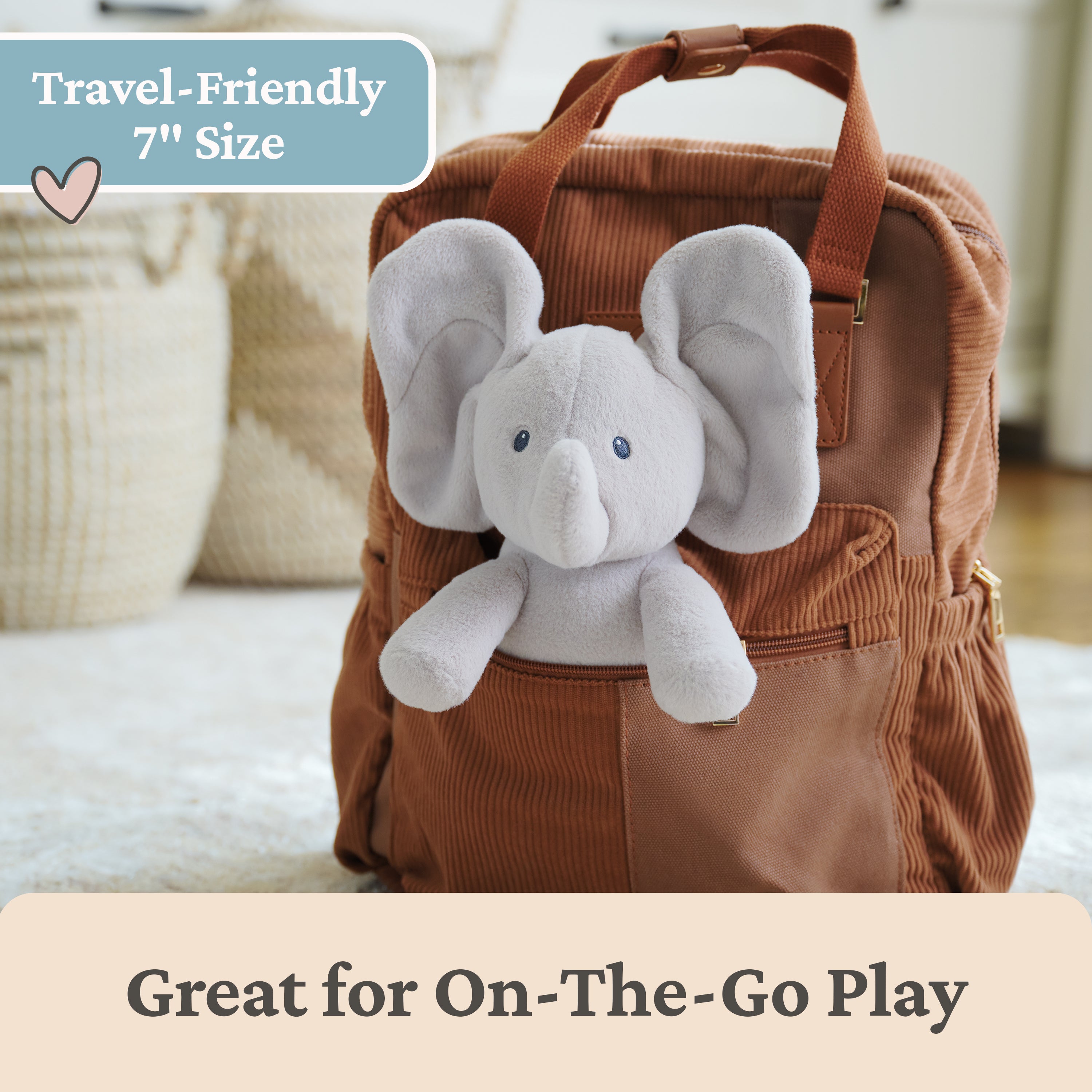 GUND Baby Peek-a-Boo Flappy Elephant Plush, Elephant Stuffed Animal, Baby Toy for Ages 0 and Up, Gray, 7" Batteries Not Required