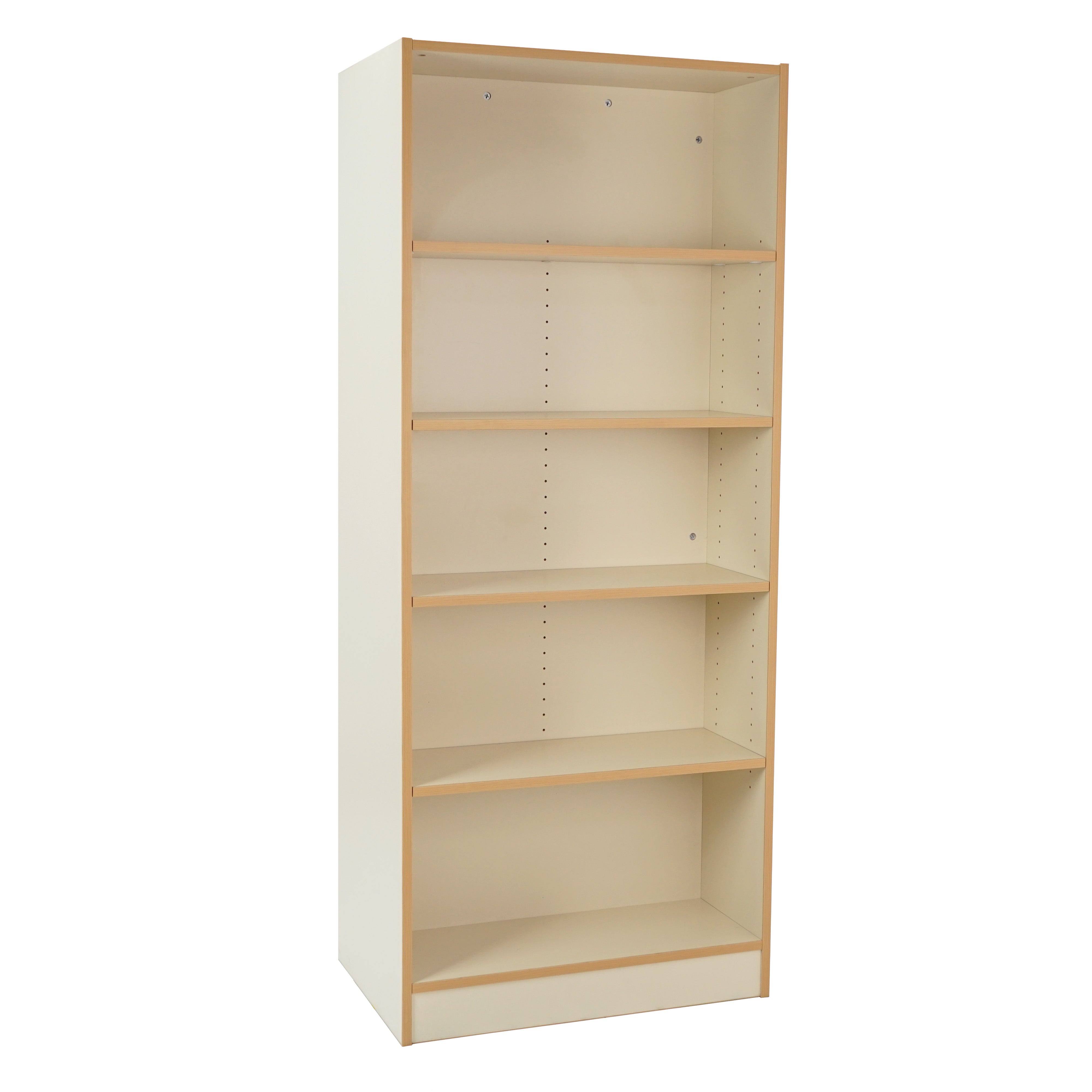 Laminate Bookcase 5-Shelf 72" Height - Almond/Maple
