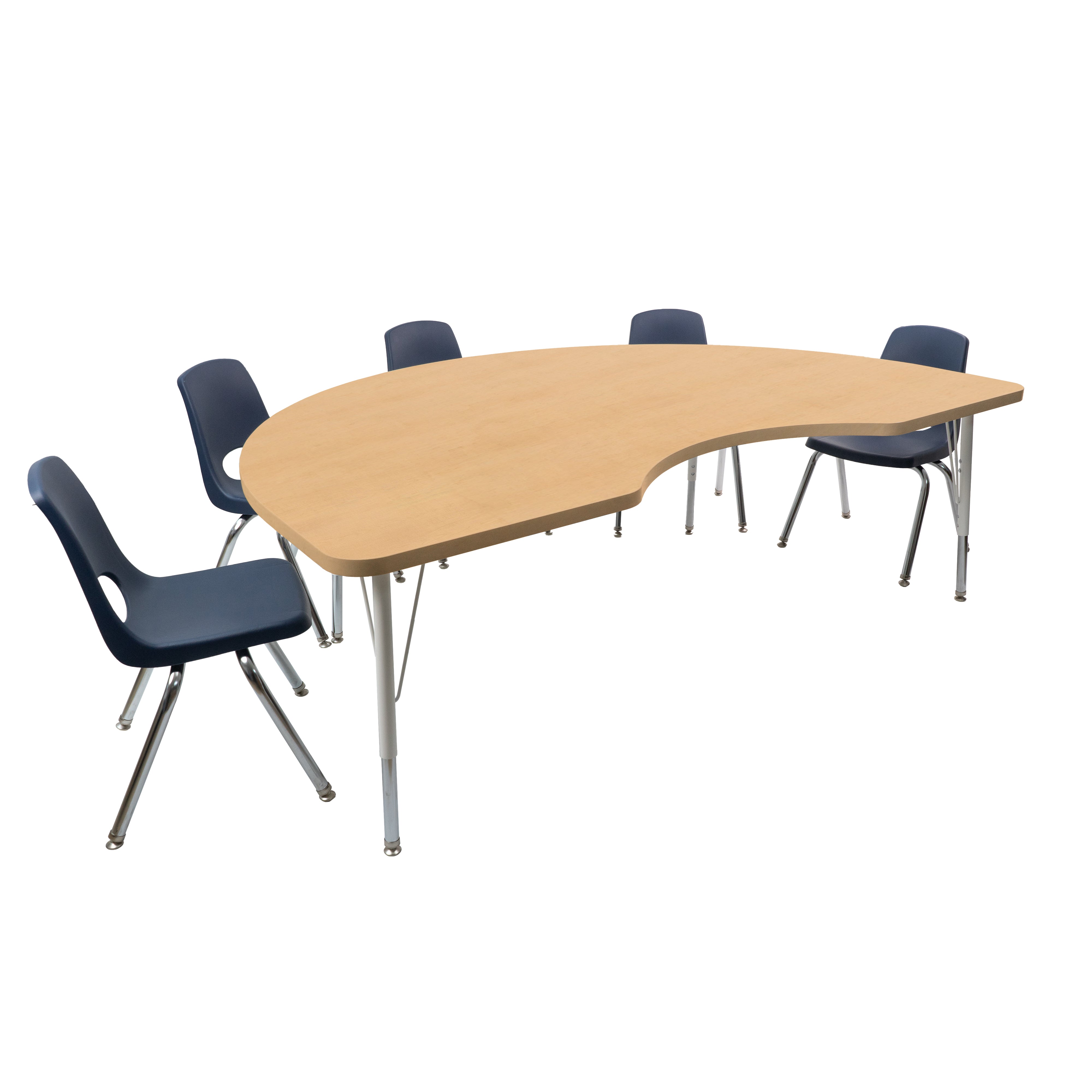 48" x 72" Kidney Thermofused Woodgrain Activity Table with Standard Legs - Maple Grain/White