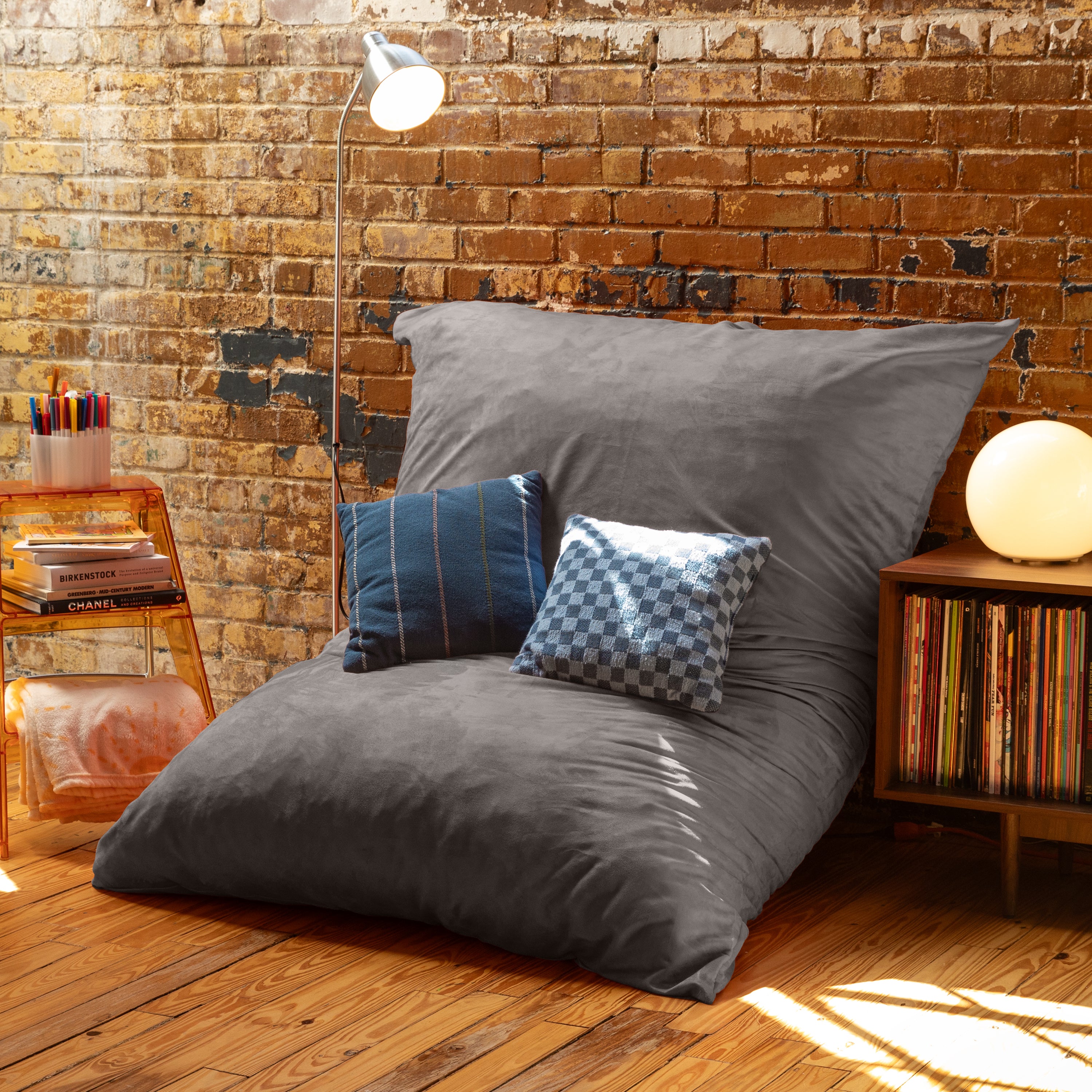 Jaxx Pillow Saxx 5.5-Foot - Huge Bean Bag Floor Pillow and Lounger, Charcoal
