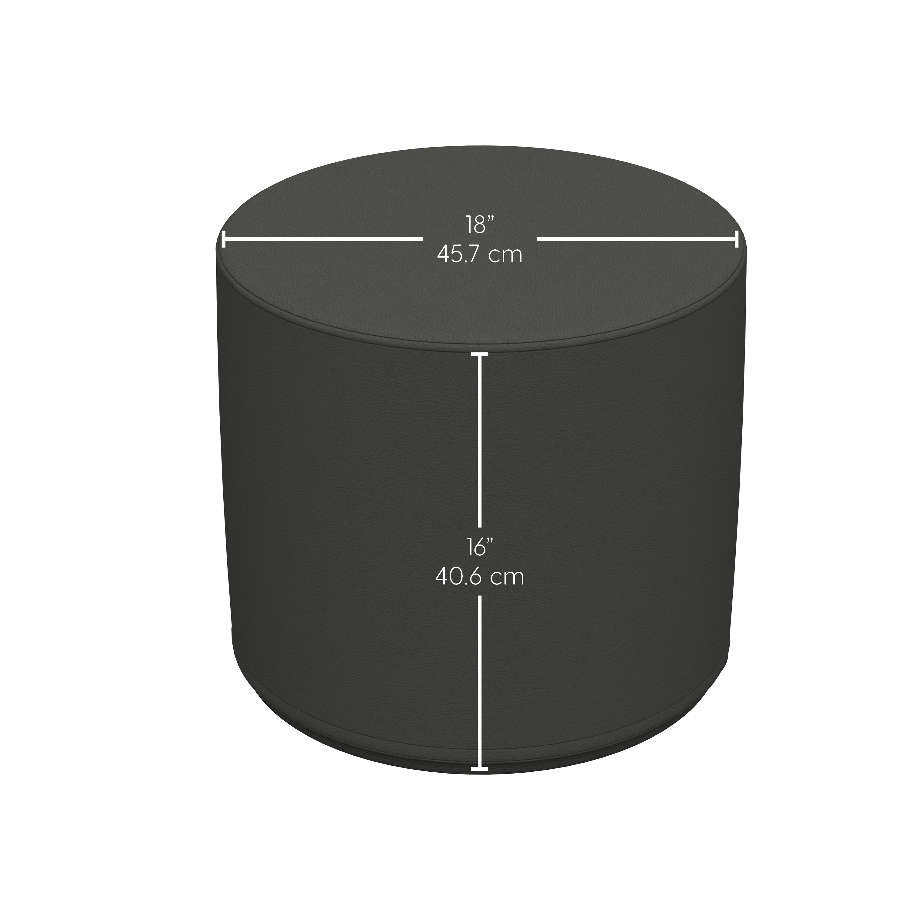 SoftScape 18" Round Ottoman 16" Height, 2-Piece - Black/Dark Gray