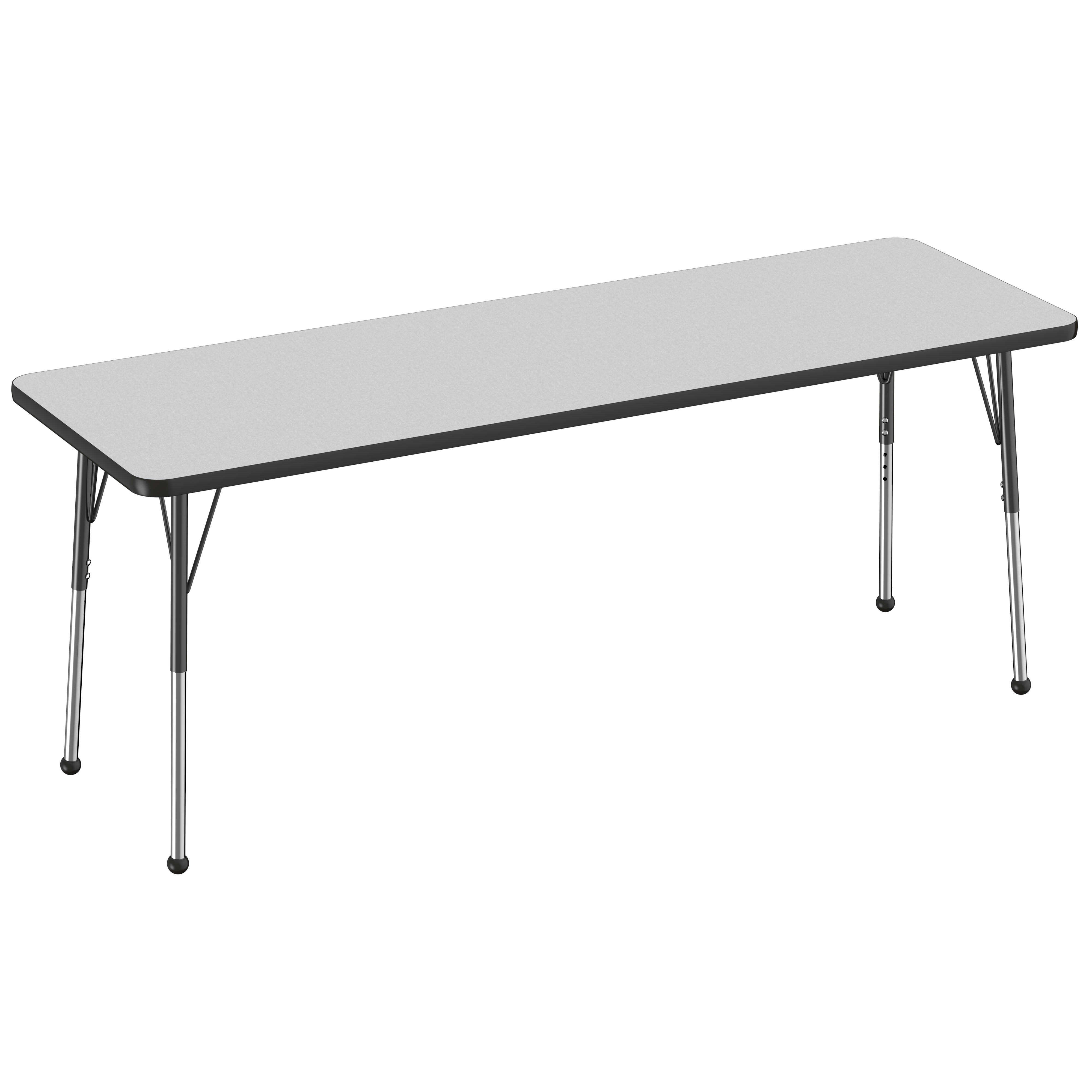 24" x 72" Rectangle T-Molding Activity Table with Adjustable Standard Ball Glide Legs - Gray/Black