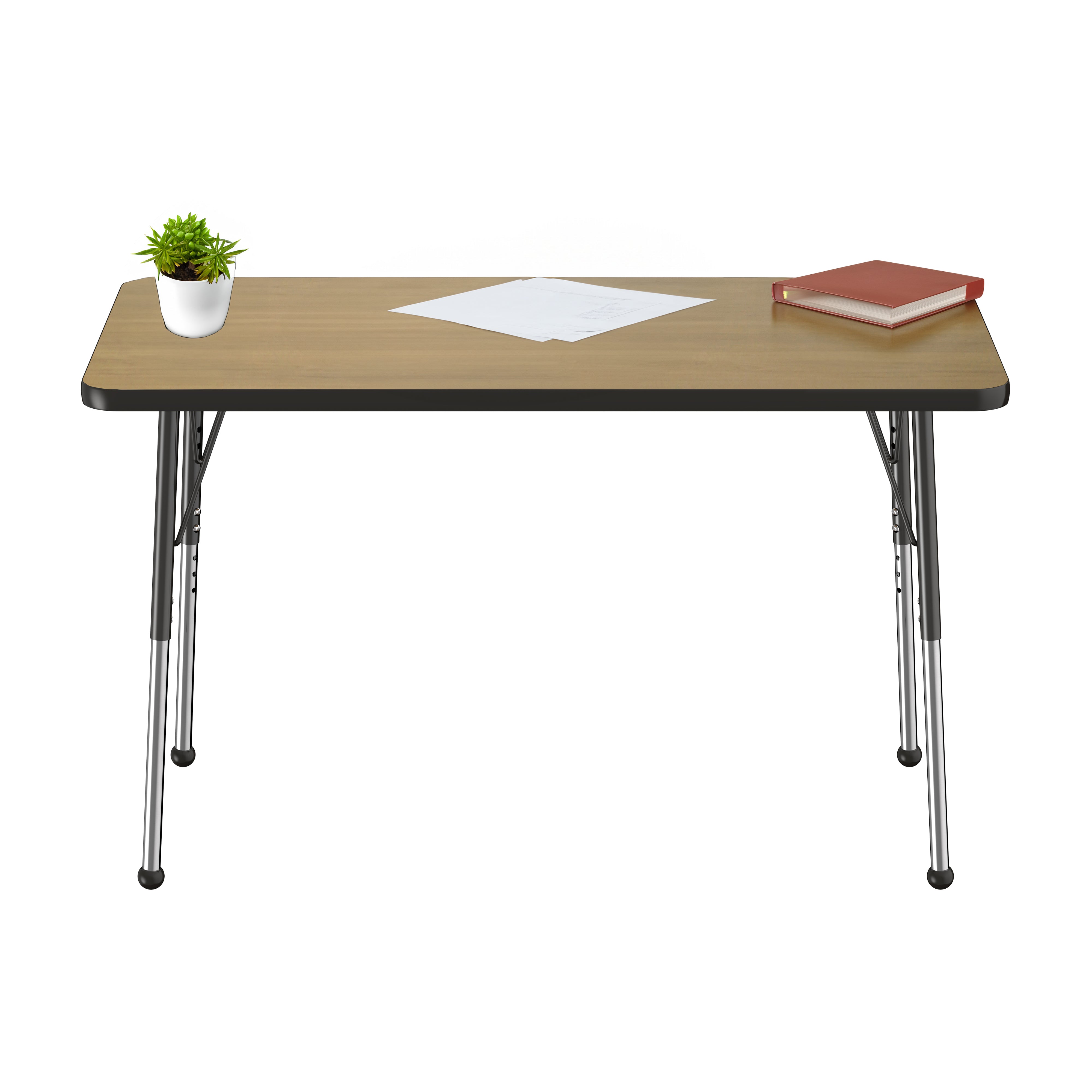 24" x 48" Rectangle T-Molding Activity Table with Adjustable Standard Ball Glide Legs - Pasadena Oak/Black