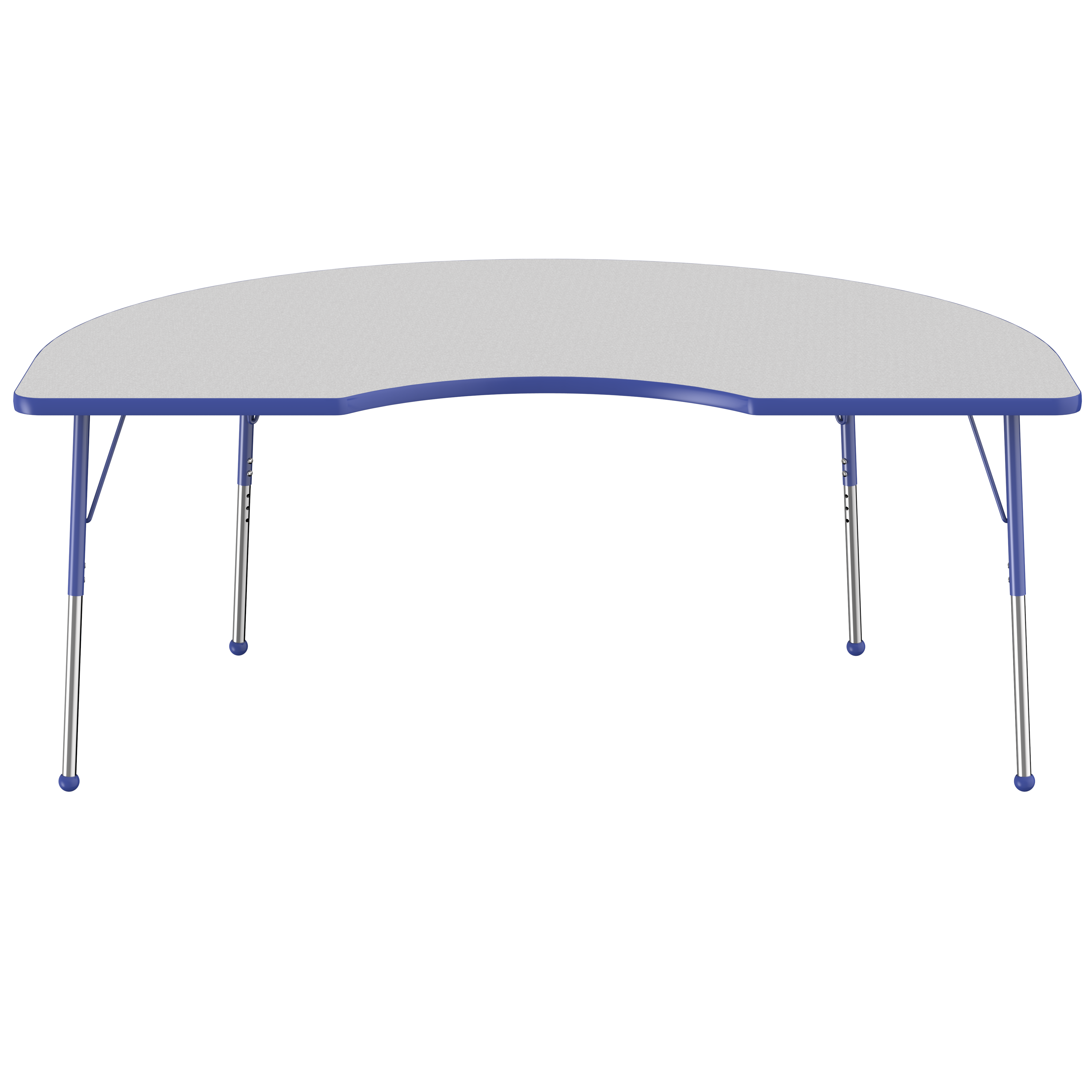 48" x 72" Kidney T-Molding Activity Table with Adjustable Standard Ball Glide Legs - Gray/Blue