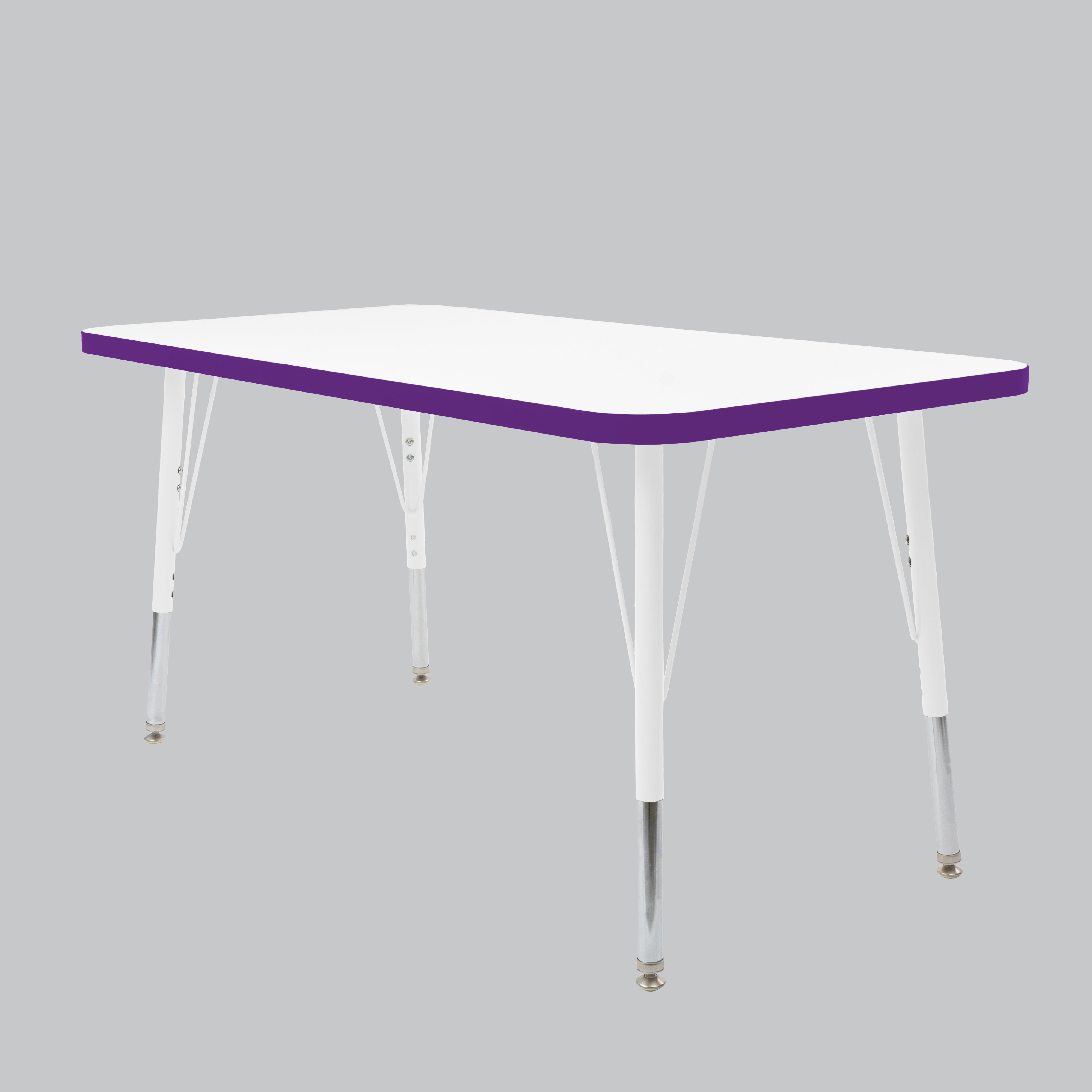 24" x 48" Rectangle Thermofused Activity Table with Adjustable Standard Swivel Glide Legs - White/Eggplant/White