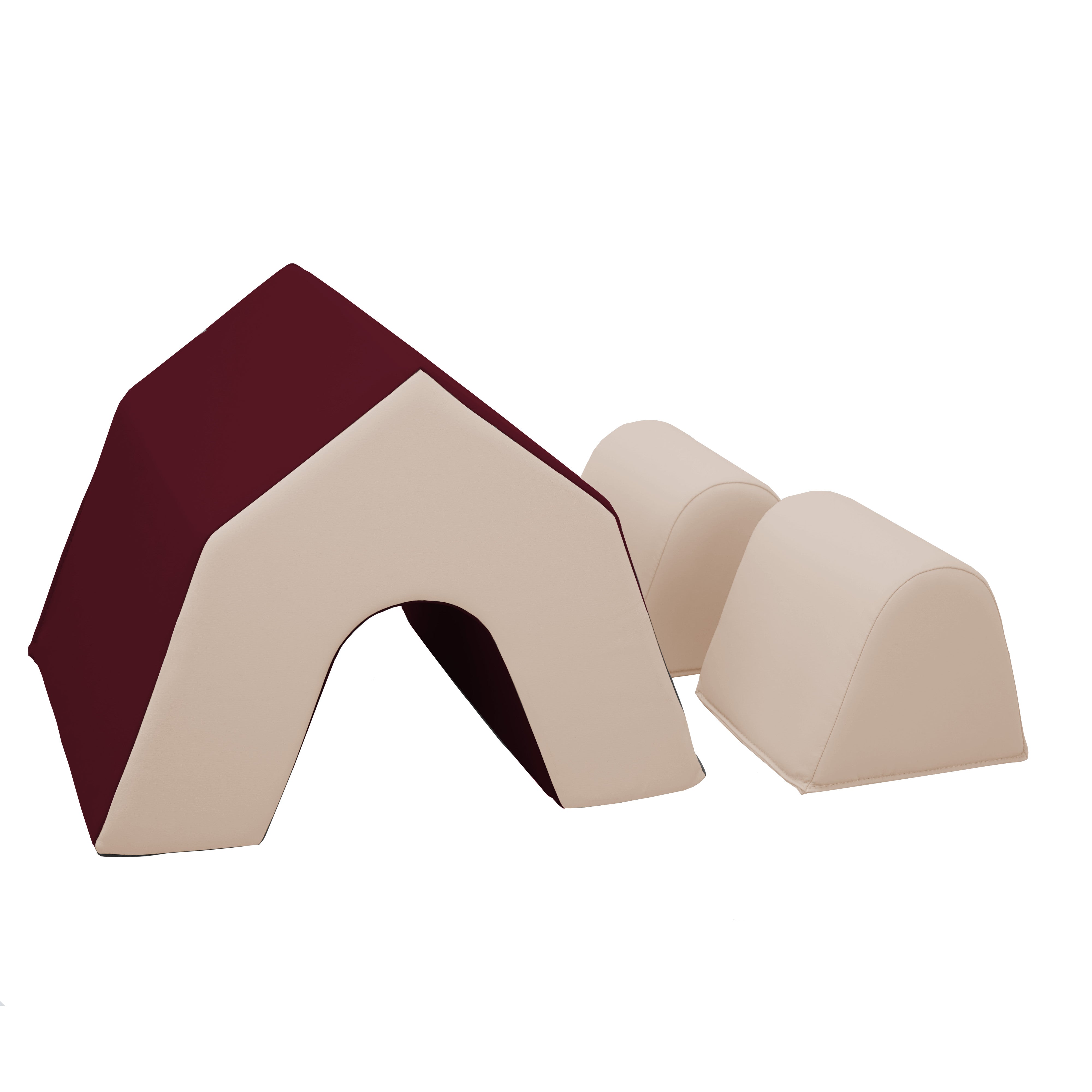 SoftScape Peaked Playspace Climber, 3-Piece Set - Bordeaux/Beige