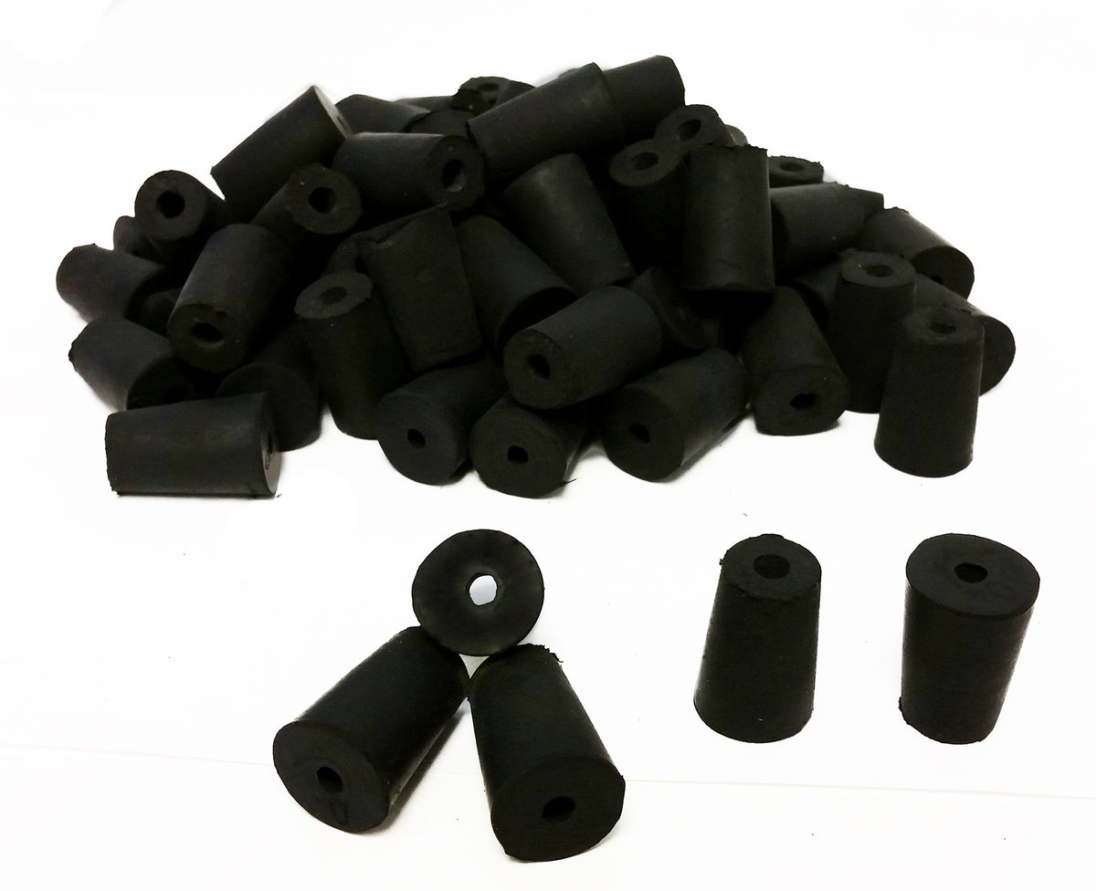 Rubber Stoppers, #0, 1-Hole, Case of 10 Pounds