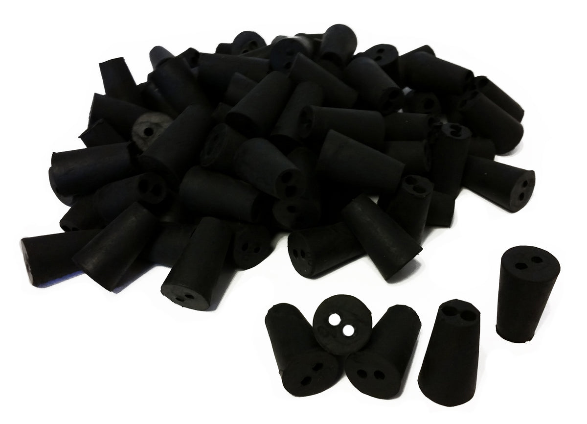 Rubber Stoppers, #00, 2-Hole, Case of 10 Pounds