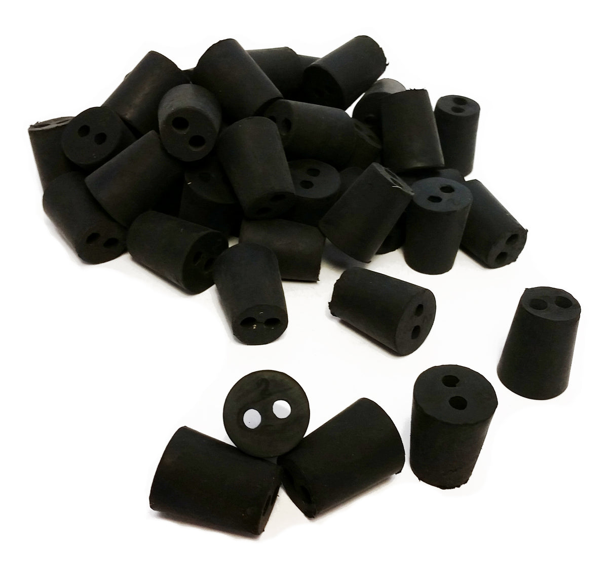 Rubber Stoppers, #2, 2-Hole, Case of 10 Pounds