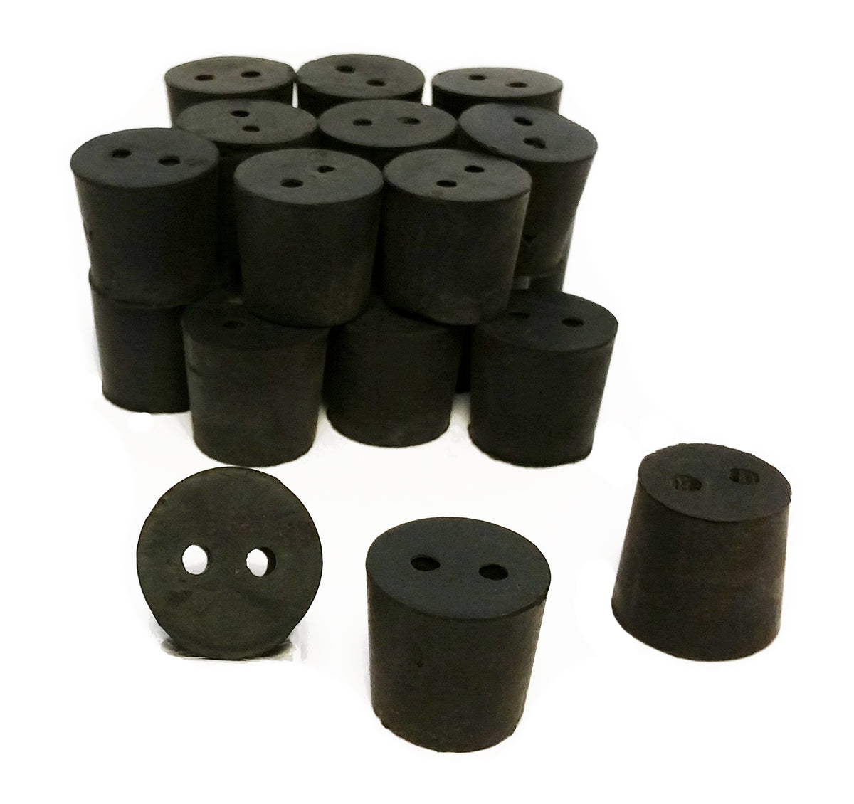 Rubber Stoppers, #5, 2-Hole, Case of 10 Pounds