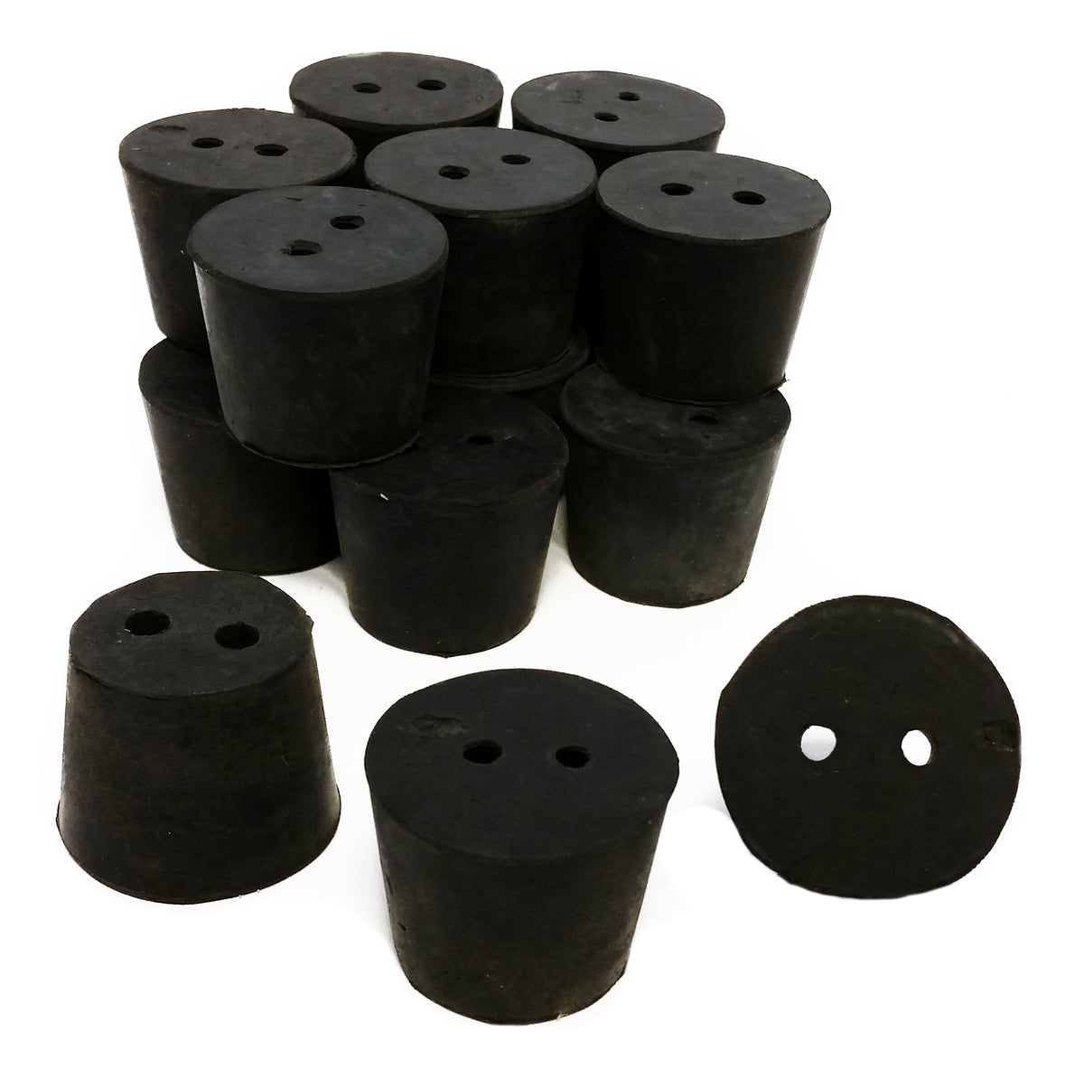 Rubber Stoppers, #6, 2-Hole, Case of 10 Pounds