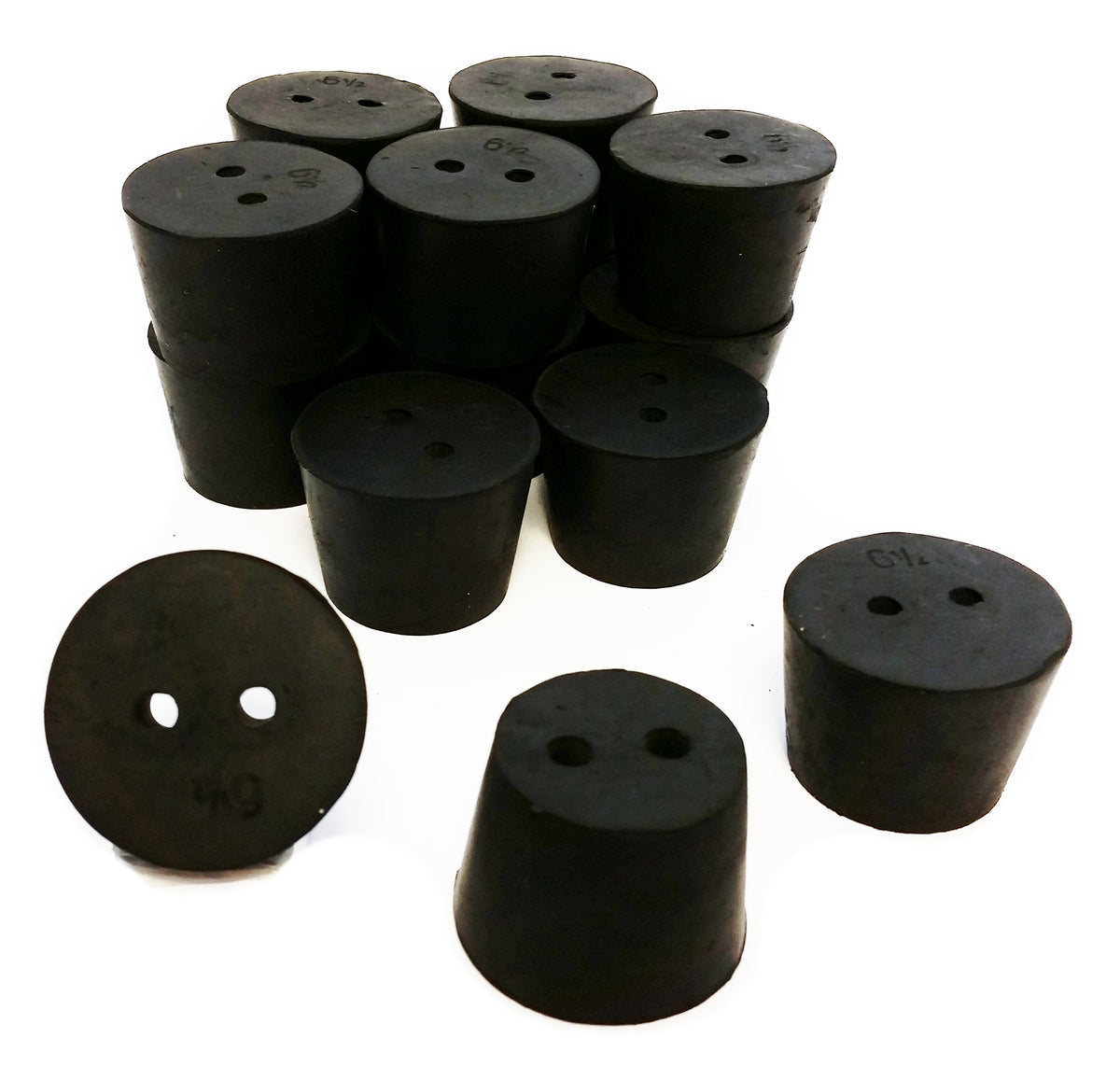 Rubber Stoppers, #6.5, 2-Hole