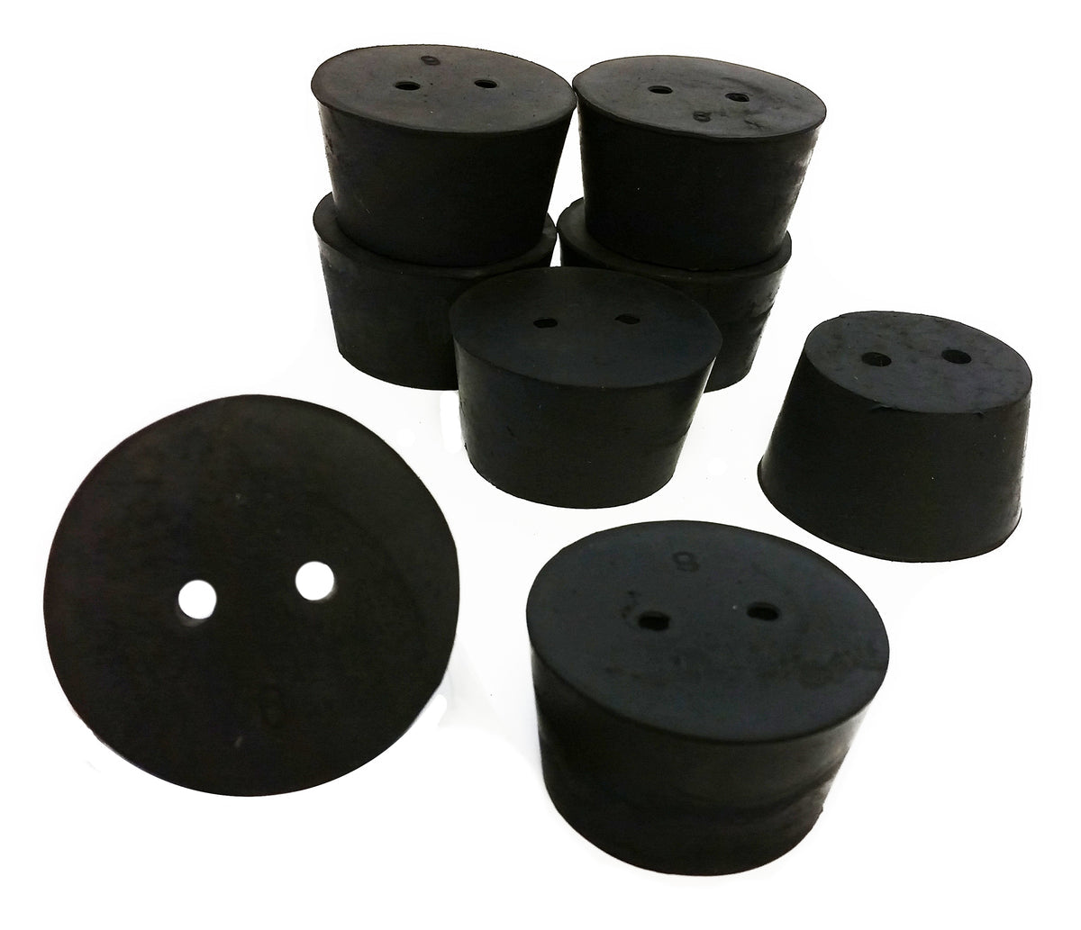 Rubber Stoppers, #9, 2-Hole, Case of 10 Pounds
