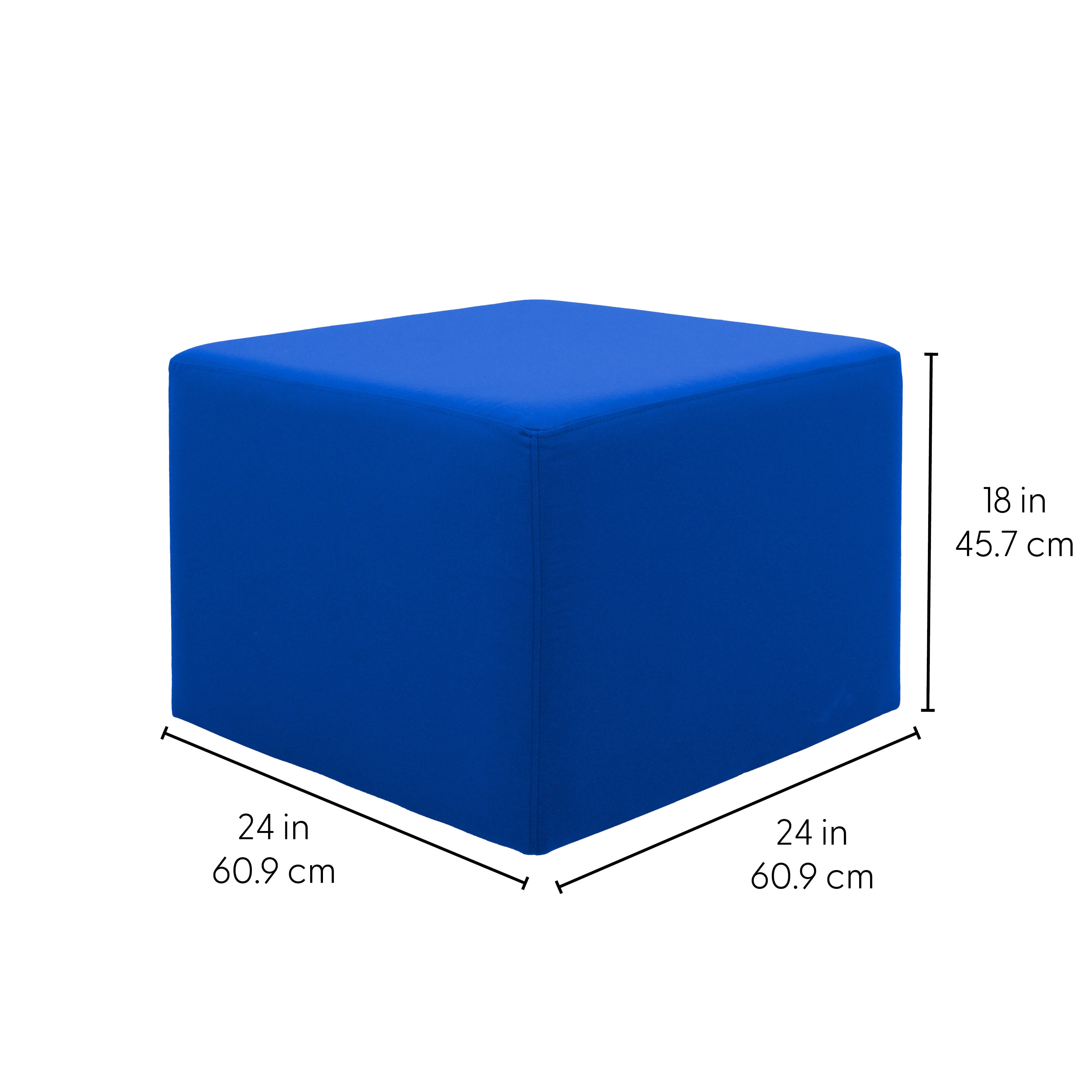 Outdoor 24" Square Ottoman with Sunbrella®, 18" H - Canvas Pacific Blue
