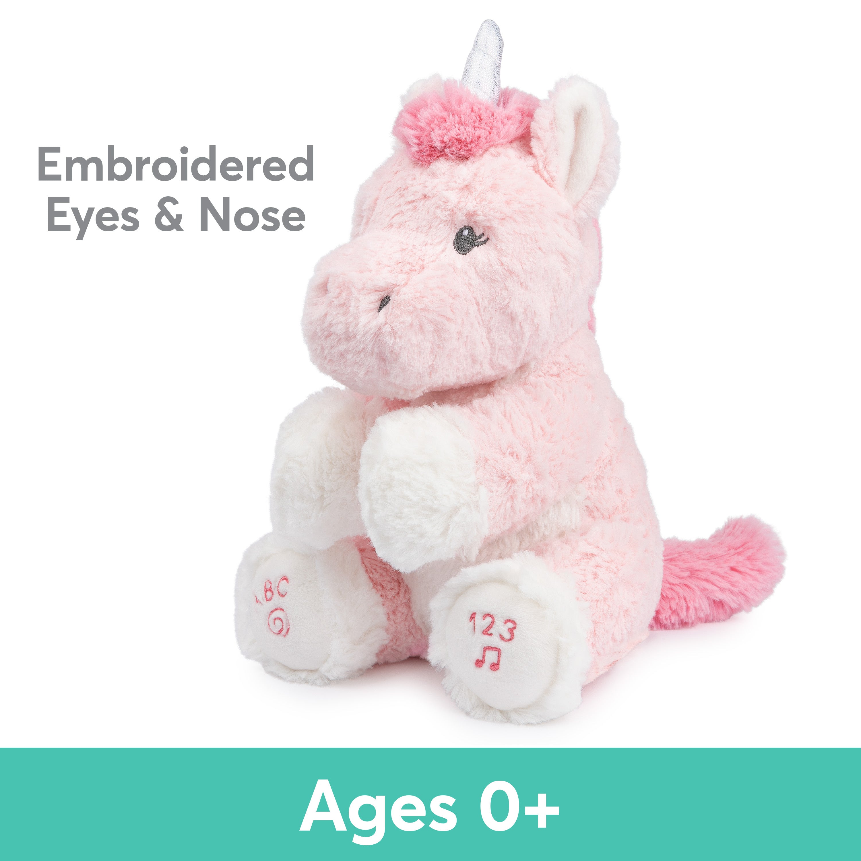 Baby GUND Alora the Unicorn Animated Plush, Singing Stuffed Animal Sensory Toy, Sings ABC Song and 123 Counting Song, Pink, 11”