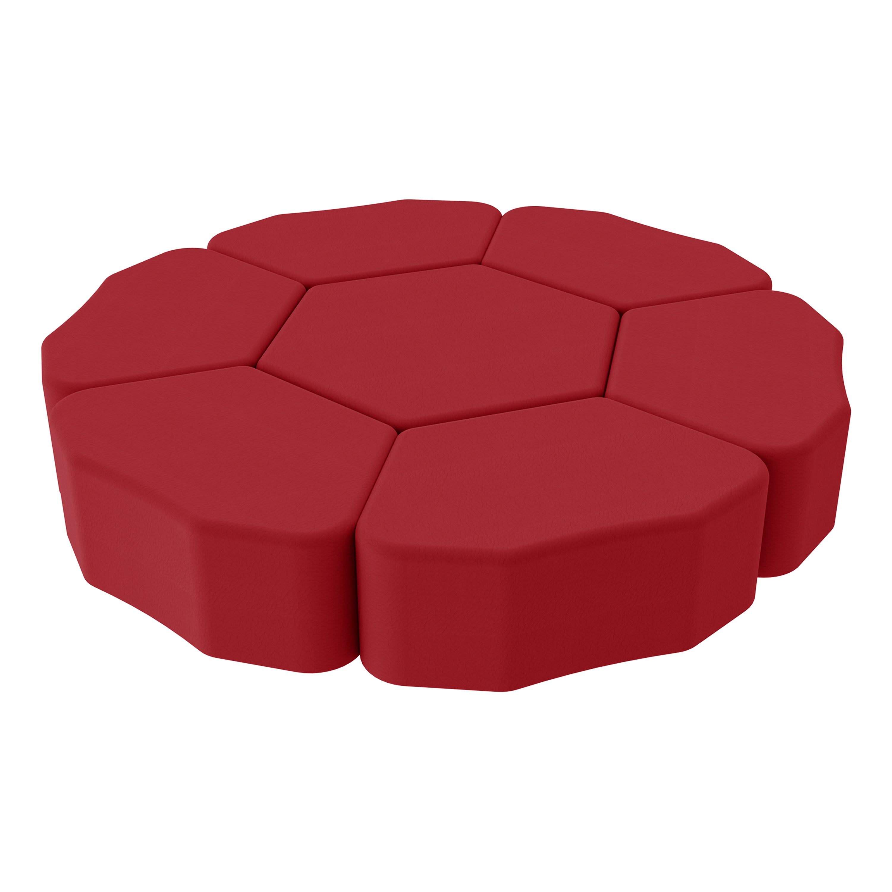 Pro Series Upholstered Bloom Ottoman 12" Height, 7-Piece - Crimson