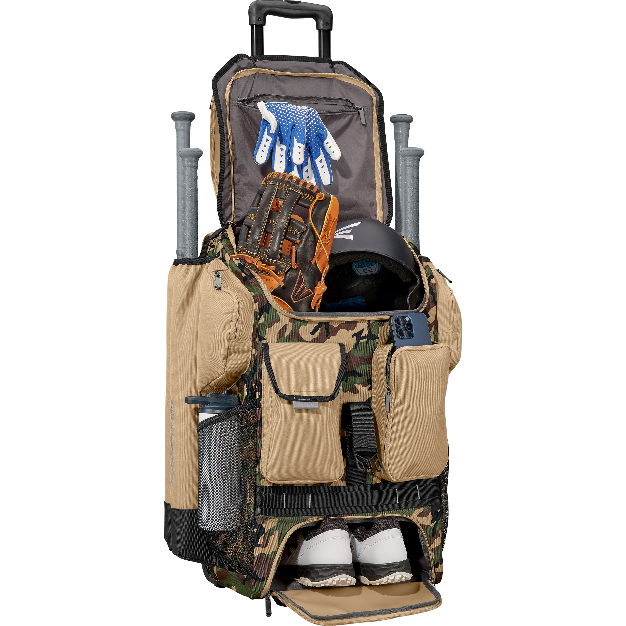 Easton Five Tool Phenom Wheeled Bag - Tan Army Camo