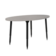 Adapte 30" x 60" Oval Woodgrain Activity Table with Adjustable Tapered Legs - Light Gray Wood/Black