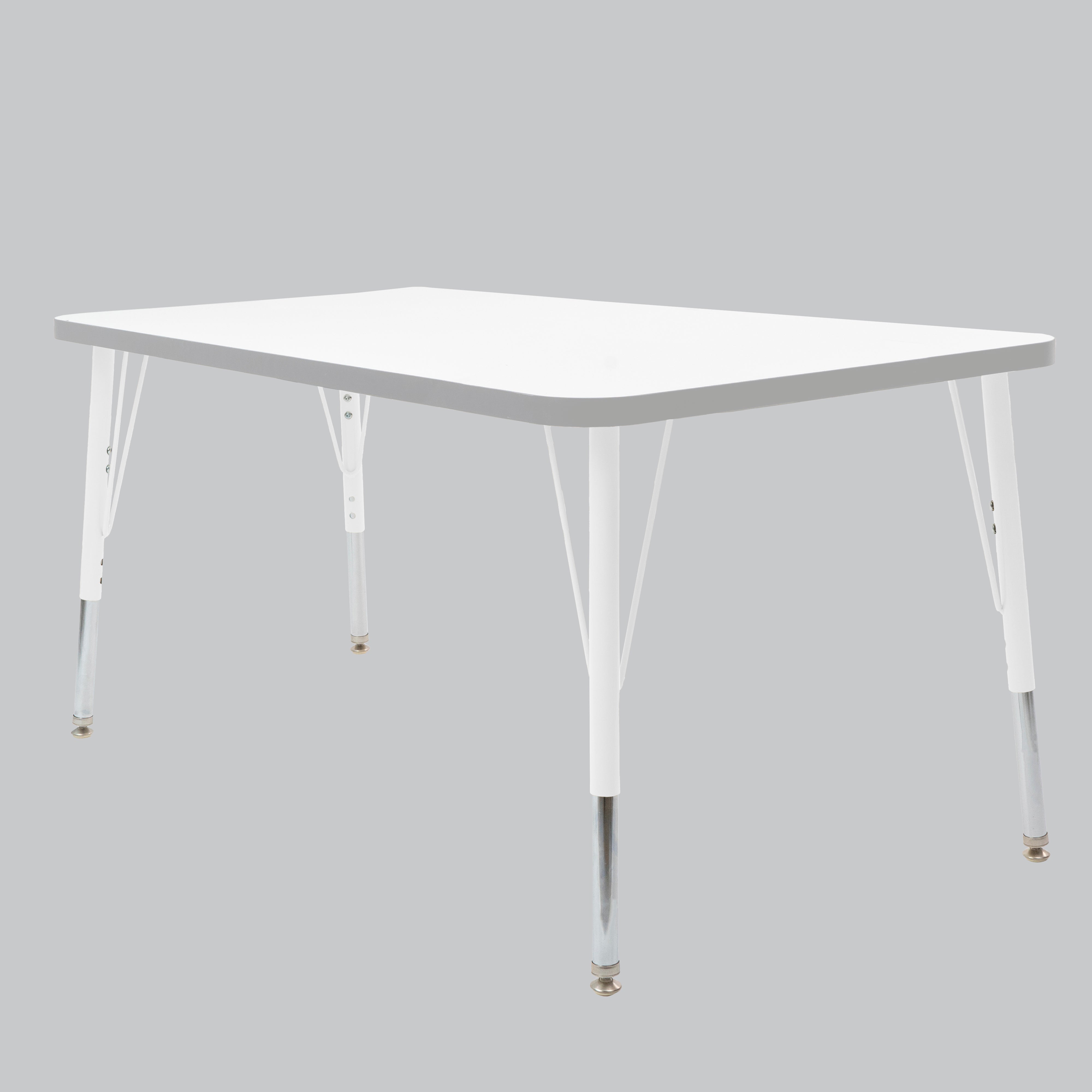 30" x 48" Rectangle Thermofused Activity Table with Adjustable Standard Swivel Glide Legs - White/North Sea/White
