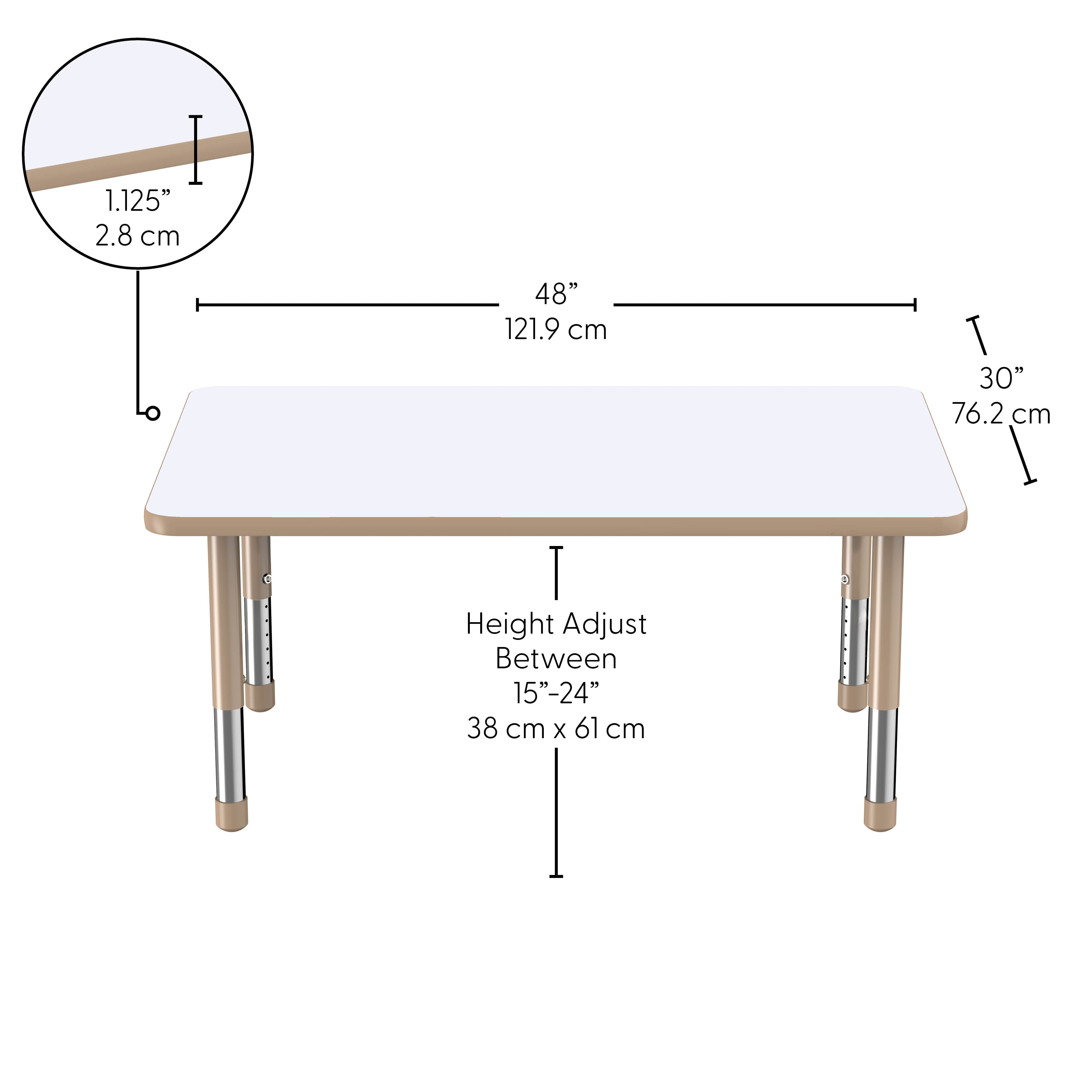 30" x 48" Rectangle Dry-Erase Activity Table with Adjustable Chunky Legs - Whiteboard/Sand