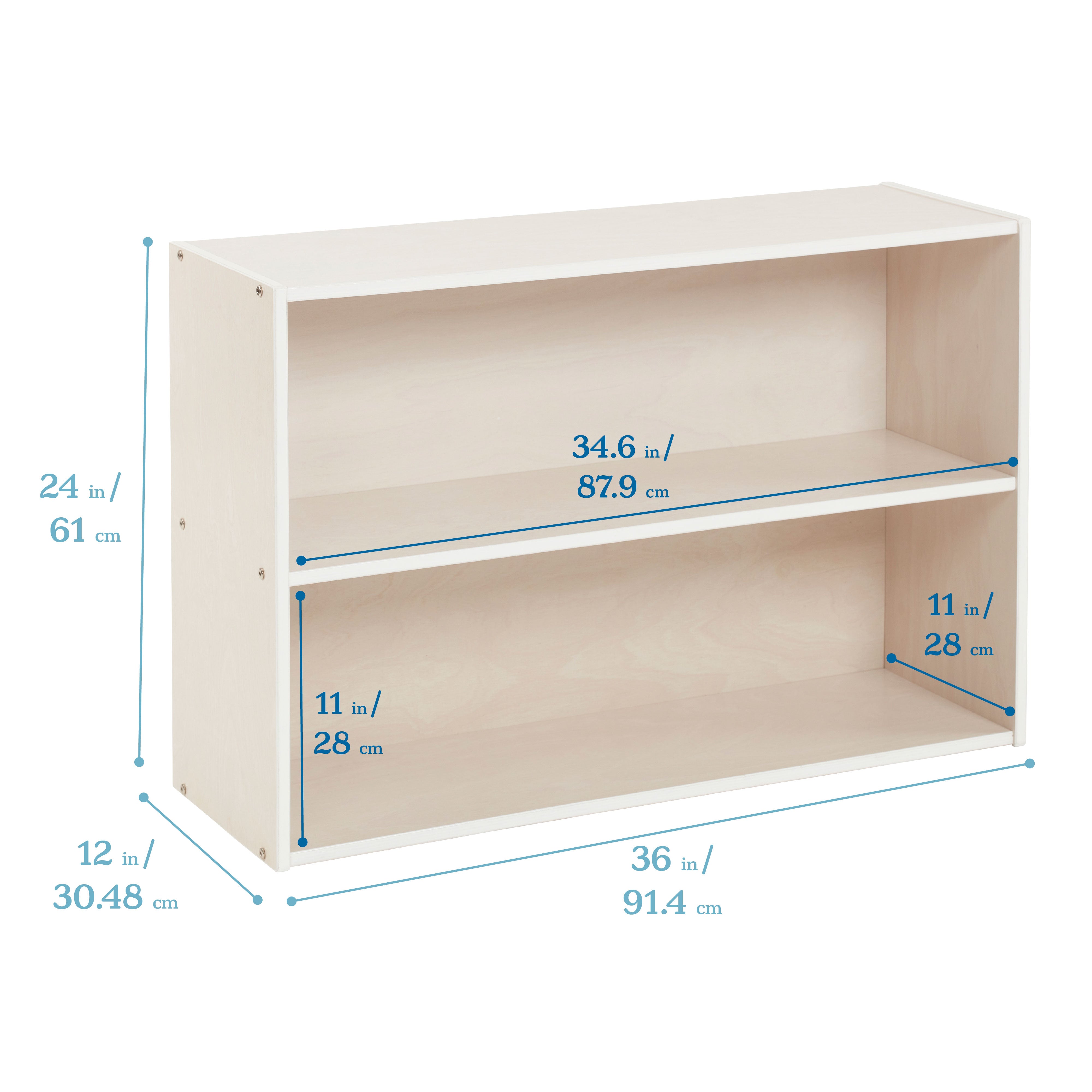 Streamline 2-Shelf Storage Cabinet with Back 24in H -  White Wash