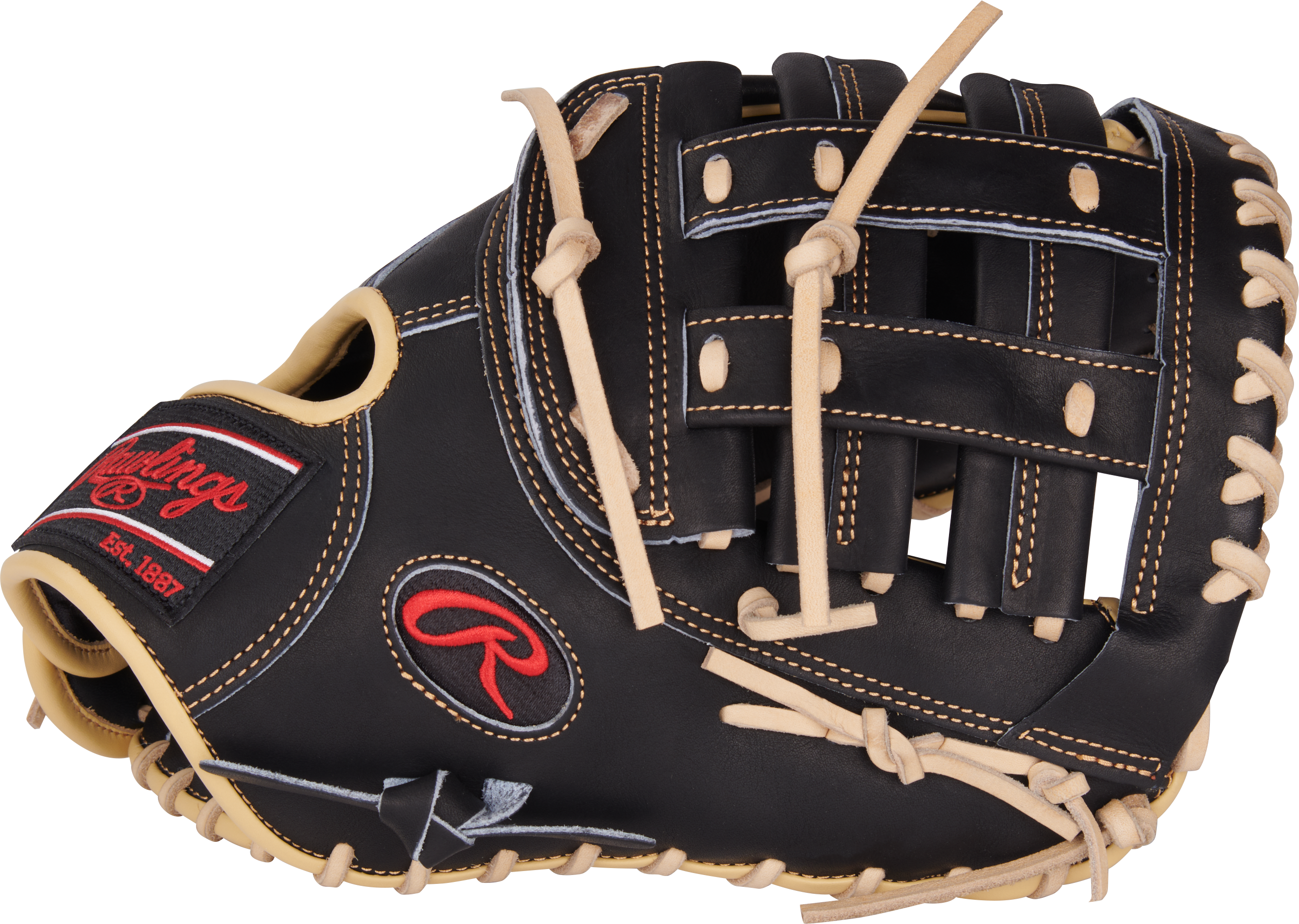 Rawlings Heart Of The Hide Series First Base Mitt 12.5-Inch Baseball Glove - Right Hand Thrower - Black